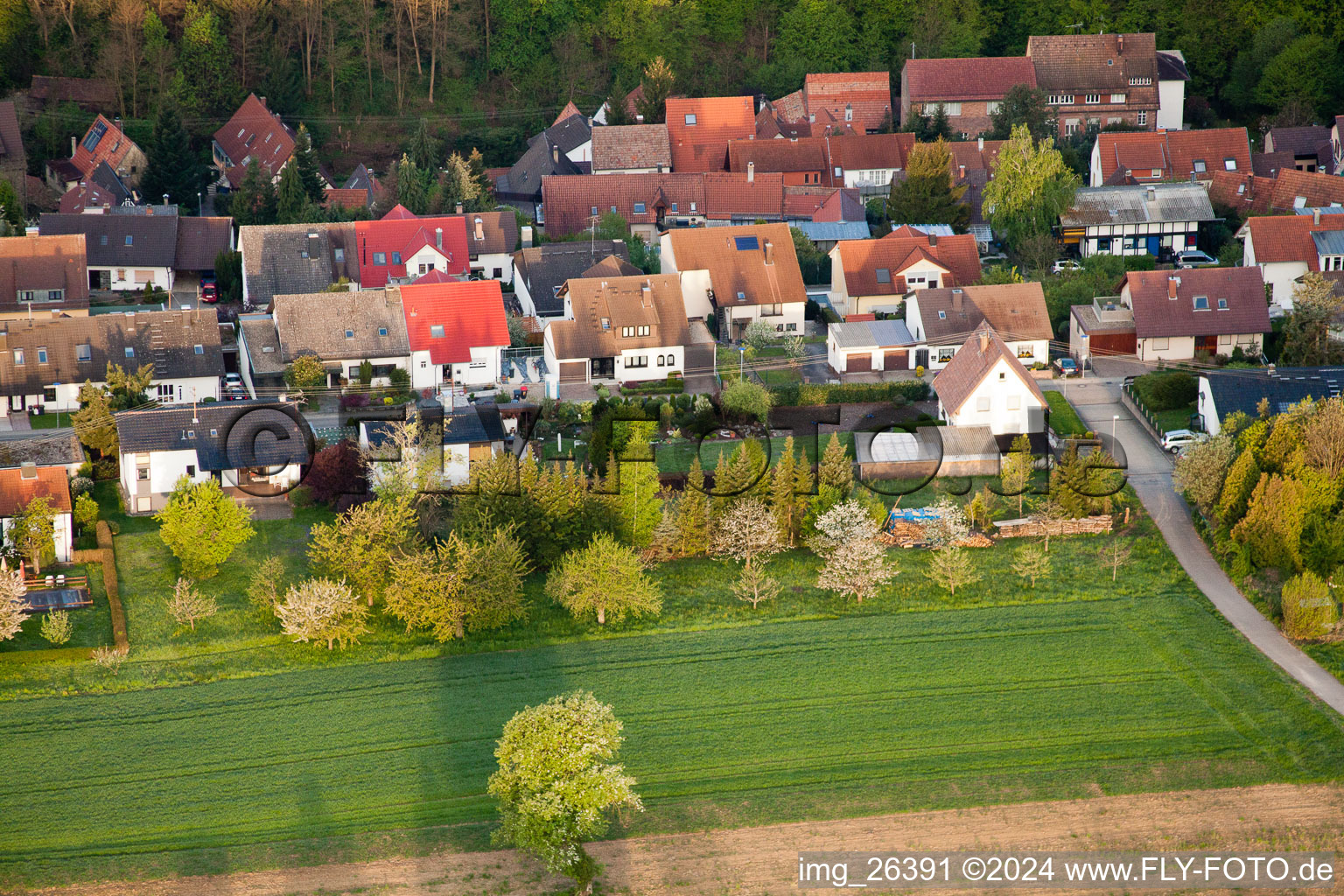 Vue d'oiseau de Quartier Grünwettersbach in Karlsruhe dans le département Bade-Wurtemberg, Allemagne