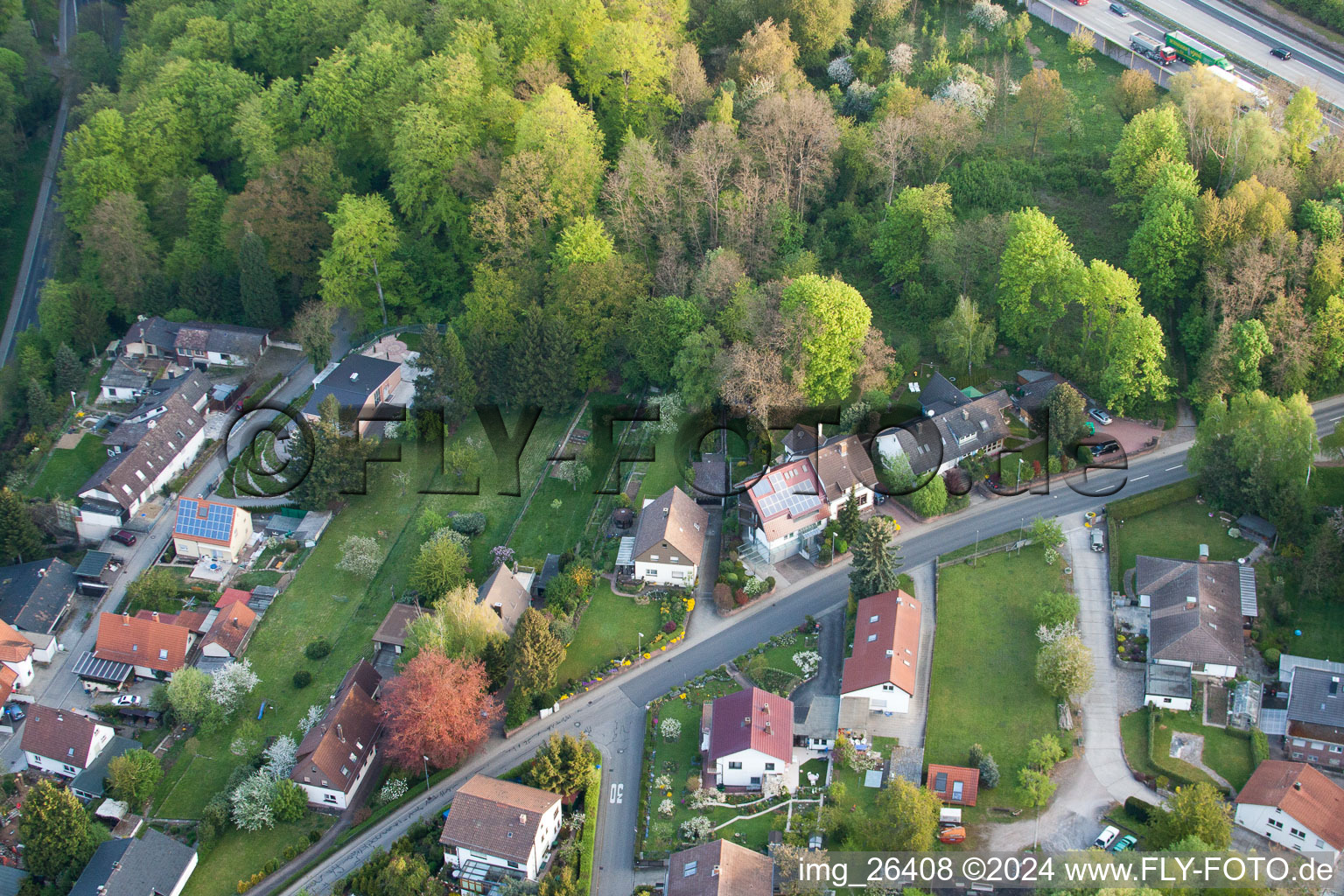 Quartier Grünwettersbach in Karlsruhe dans le département Bade-Wurtemberg, Allemagne d'en haut