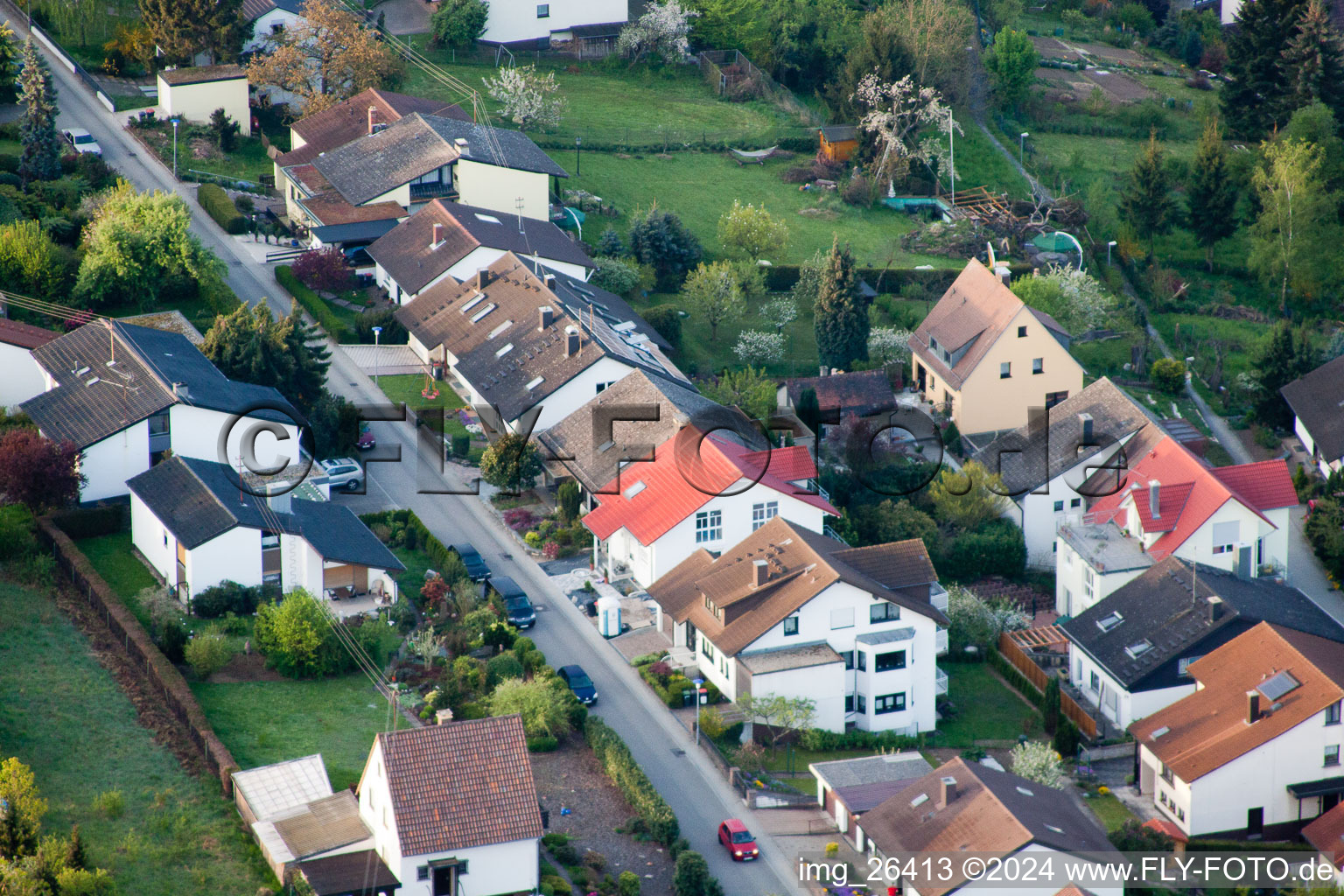 Quartier Grünwettersbach in Karlsruhe dans le département Bade-Wurtemberg, Allemagne vue du ciel