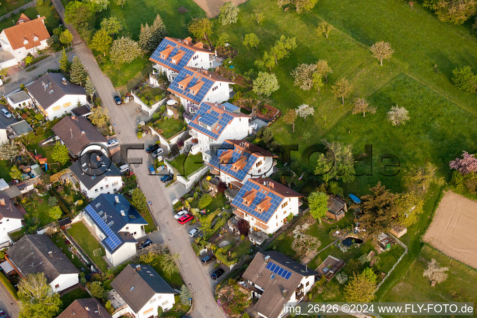 Quartier Grünwettersbach in Karlsruhe dans le département Bade-Wurtemberg, Allemagne d'en haut