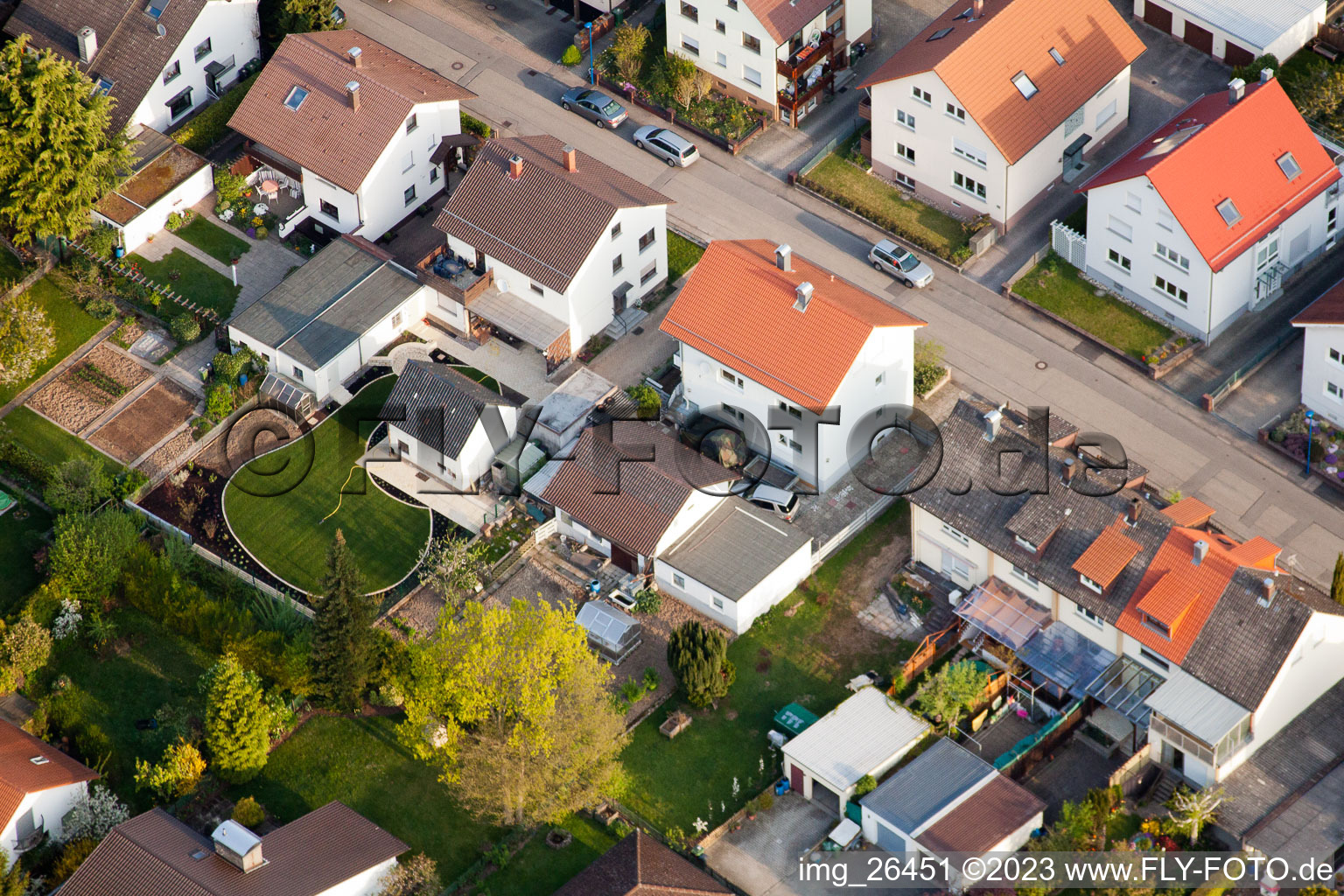 Photographie aérienne de Jardins familiaux sur Rosenstr à le quartier Reichenbach in Waldbronn dans le département Bade-Wurtemberg, Allemagne