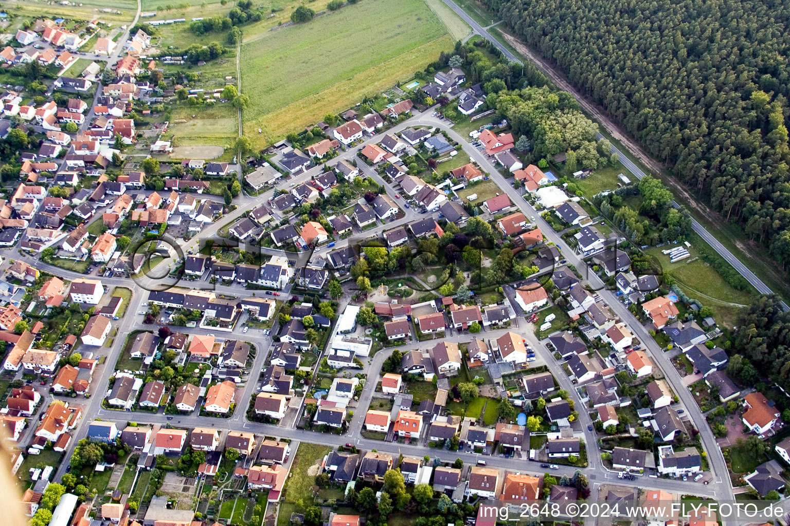 Vue du village (Palatinat) à Berg dans le département Rhénanie-Palatinat, Allemagne depuis l'avion