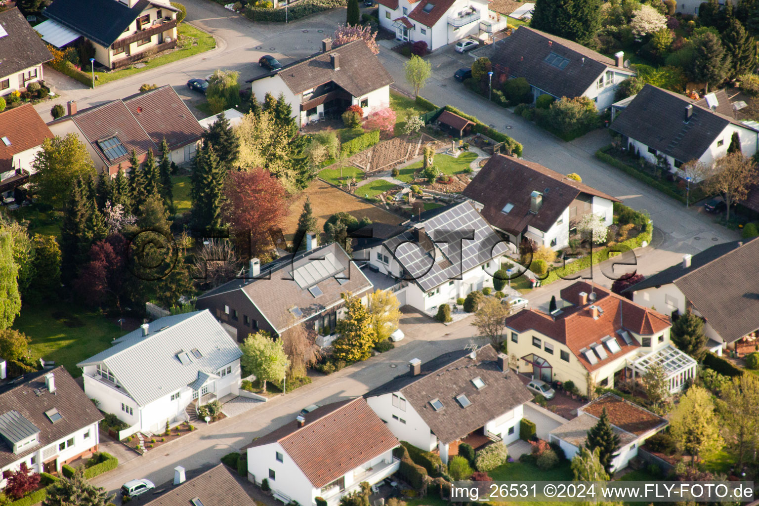 Vue d'oiseau de Quartier Stupferich in Karlsruhe dans le département Bade-Wurtemberg, Allemagne