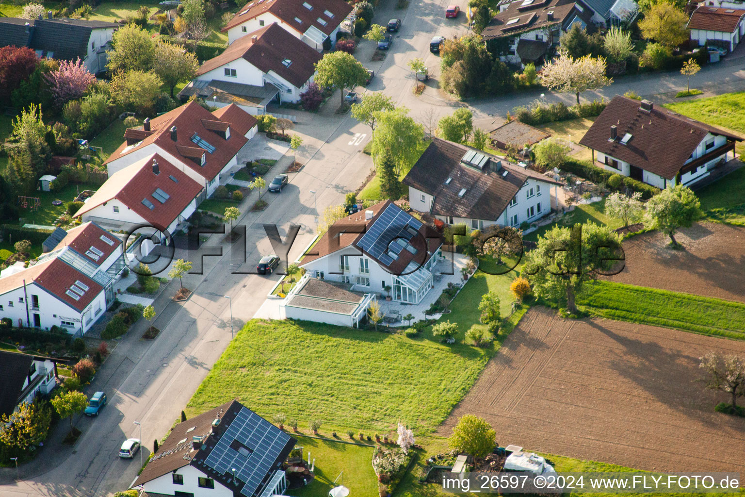 Quartier Stupferich in Karlsruhe dans le département Bade-Wurtemberg, Allemagne depuis l'avion