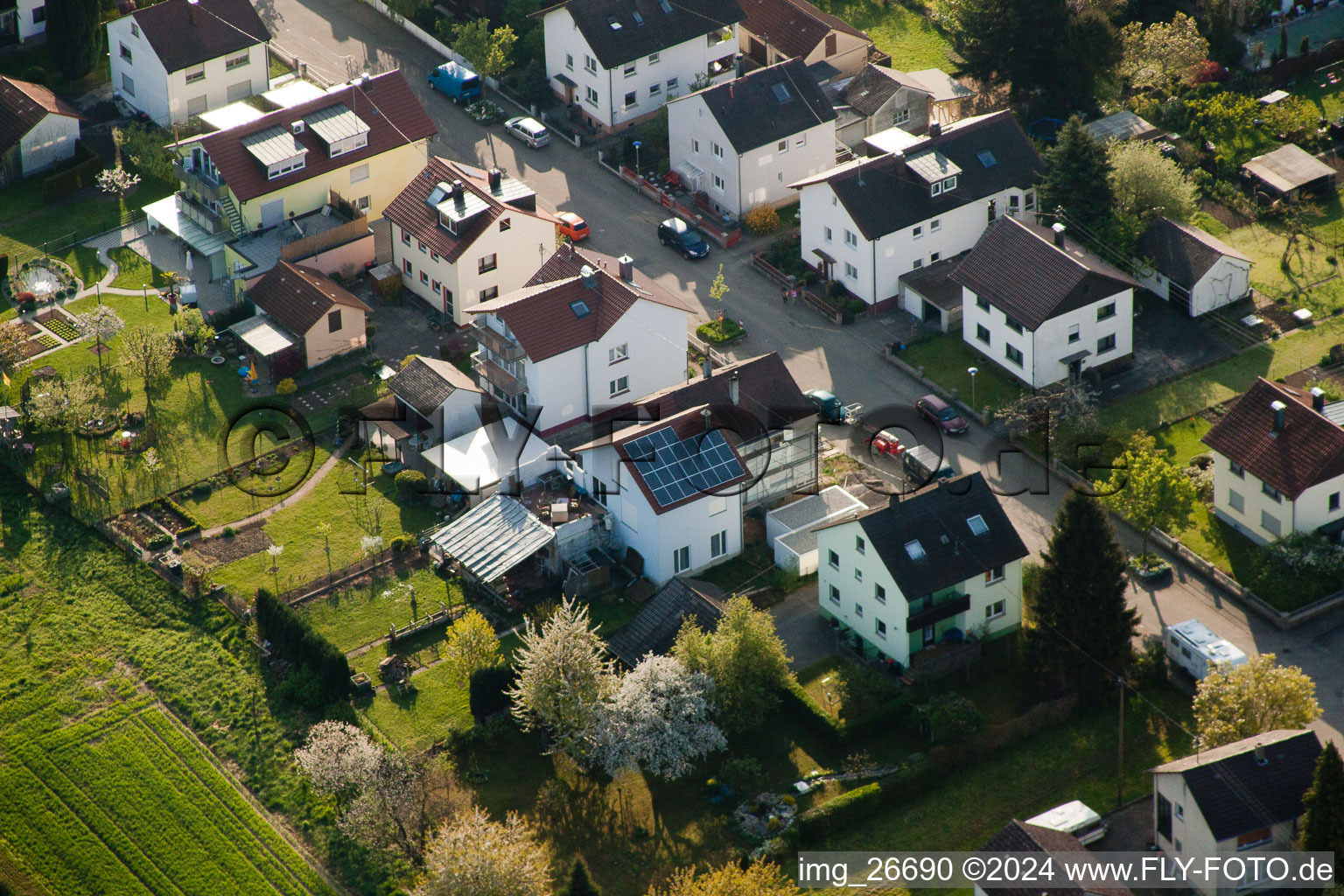 Photographie aérienne de Bouché à le quartier Hohenwettersbach in Karlsruhe dans le département Bade-Wurtemberg, Allemagne