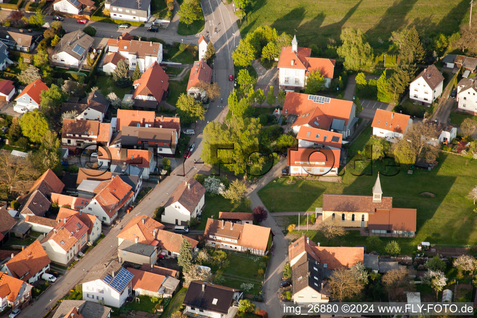 Vue oblique de Quartier Schluttenbach in Ettlingen dans le département Bade-Wurtemberg, Allemagne