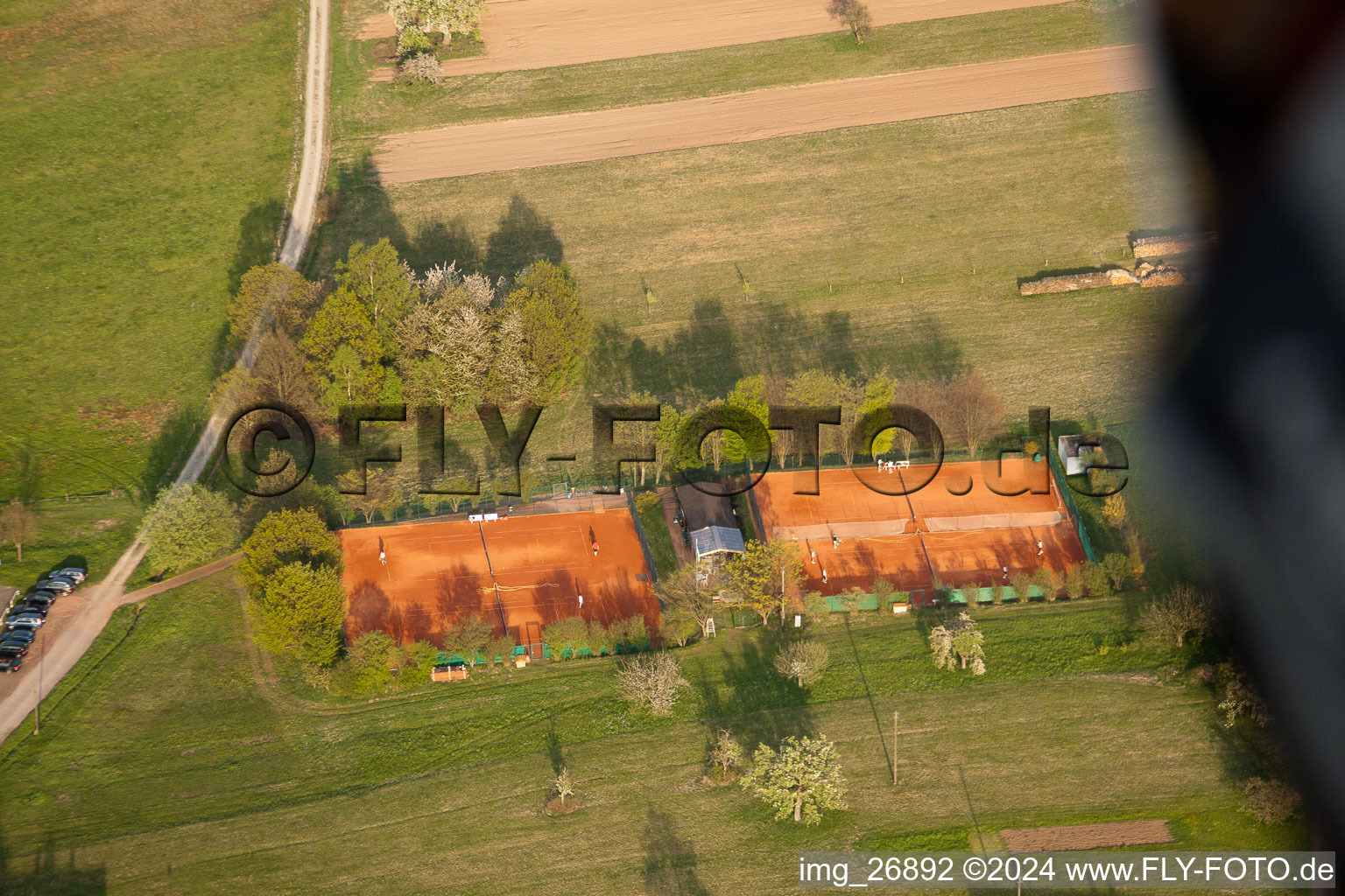 Vue aérienne de Club de tennis à le quartier Völkersbach in Malsch dans le département Bade-Wurtemberg, Allemagne