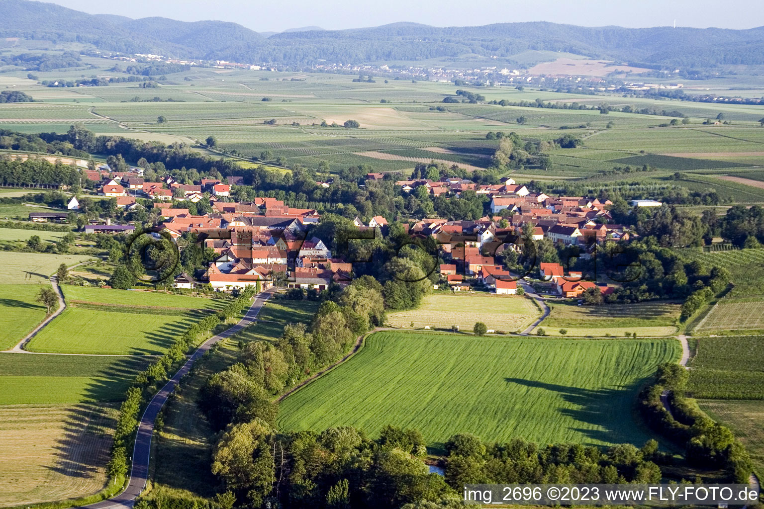 Vue aérienne de Dierbach dans le département Rhénanie-Palatinat, Allemagne