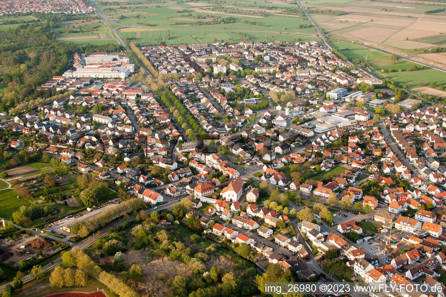 Photographie aérienne de Du sud-ouest à Durmersheim dans le département Bade-Wurtemberg, Allemagne