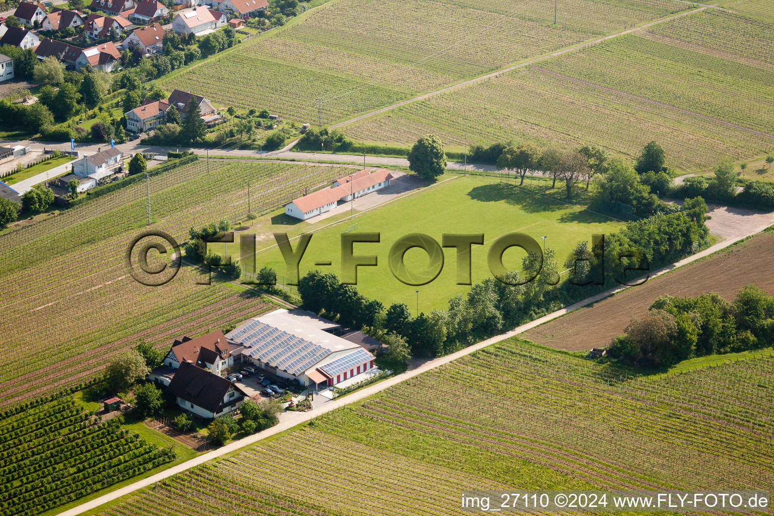 Vue oblique de Terrain de sport à Impflingen dans le département Rhénanie-Palatinat, Allemagne