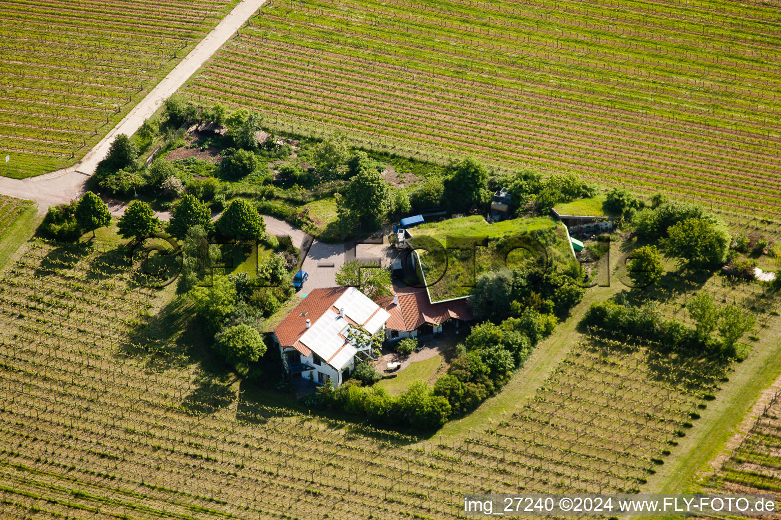 Vue aérienne de Domaine Bioland Marzolph à le quartier Wollmesheim in Landau in der Pfalz dans le département Rhénanie-Palatinat, Allemagne