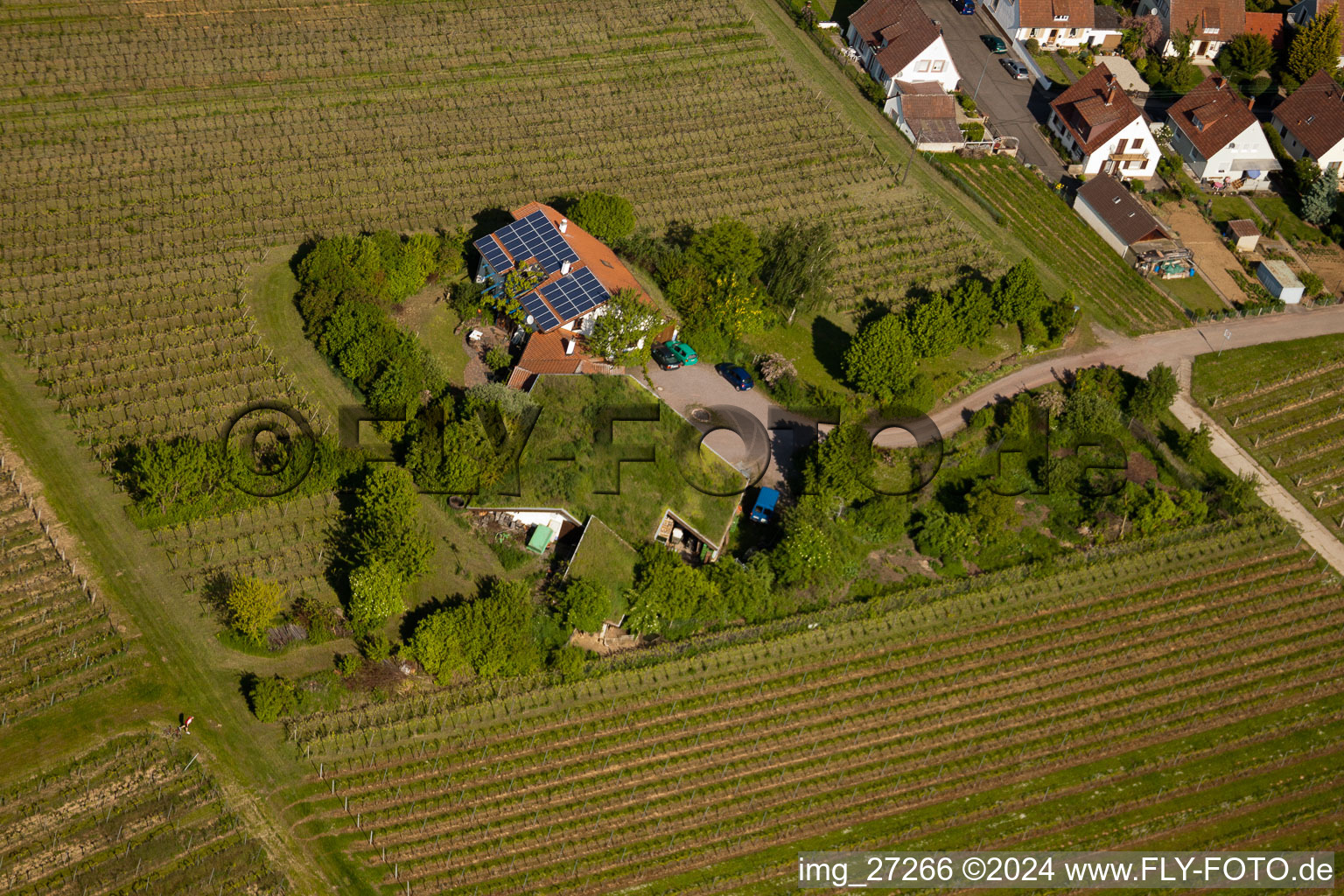 BiolandViticulture Unterm Grassdach Domaine Marzolph à le quartier Wollmesheim in Landau in der Pfalz dans le département Rhénanie-Palatinat, Allemagne vue du ciel