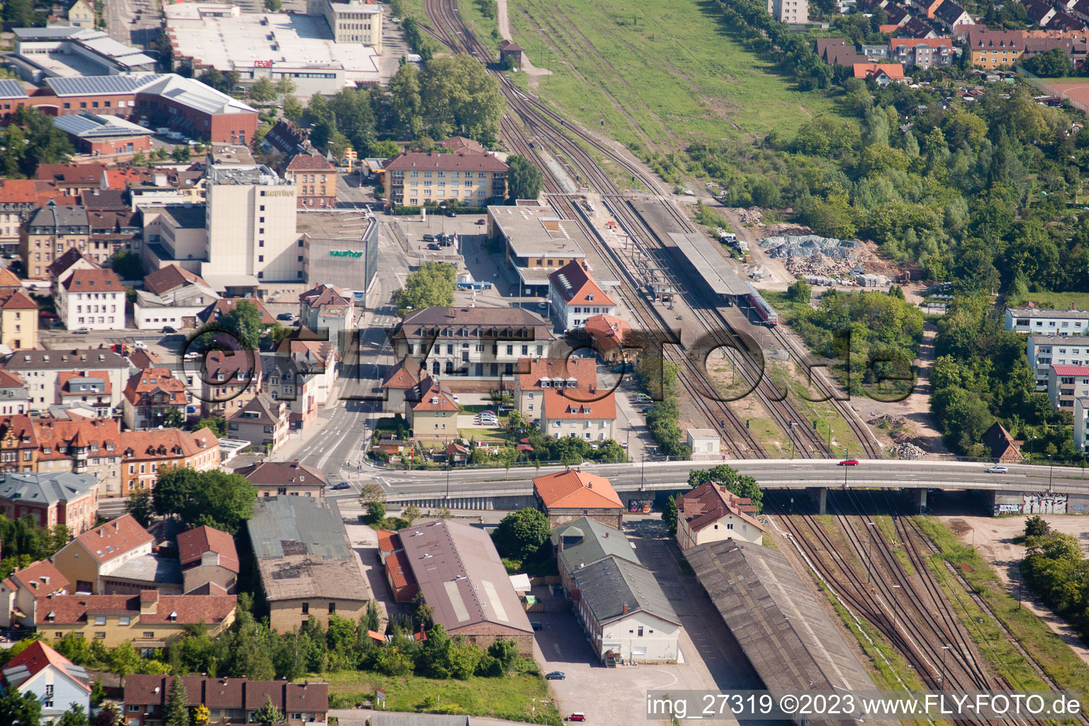 Vue aérienne de Gare à Landau in der Pfalz dans le département Rhénanie-Palatinat, Allemagne