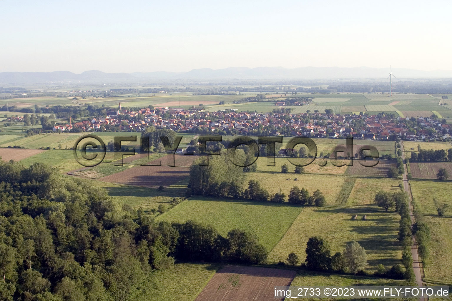 Vue aérienne de Du sud à Minfeld dans le département Rhénanie-Palatinat, Allemagne