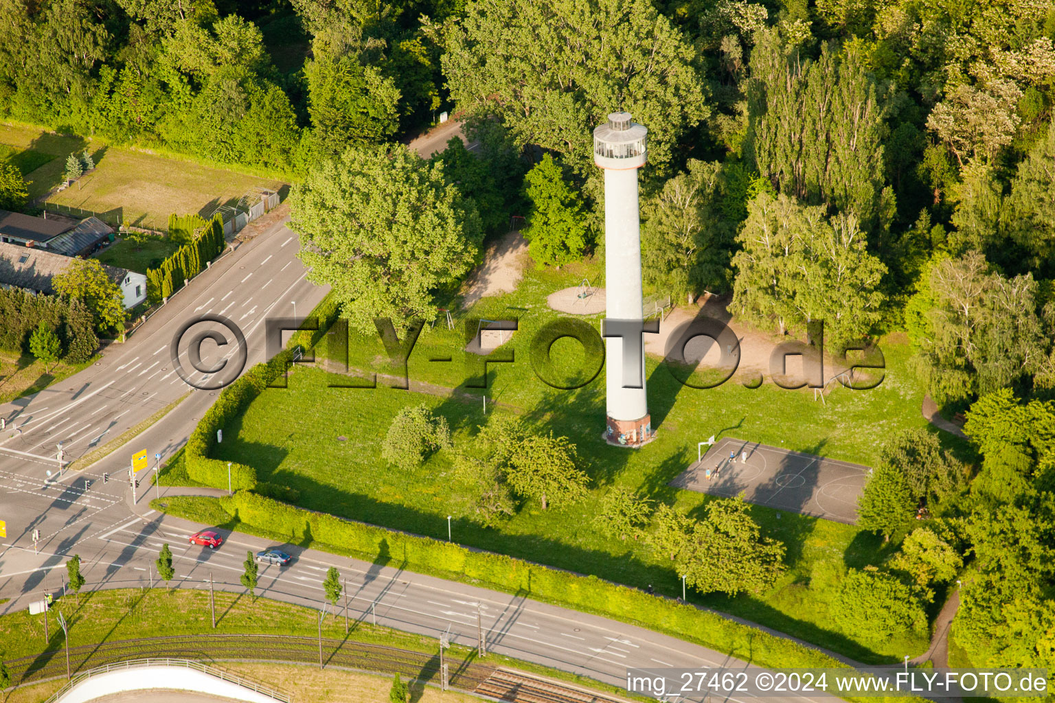 Vue oblique de Apprêt à le quartier Wolfartsweier in Karlsruhe dans le département Bade-Wurtemberg, Allemagne