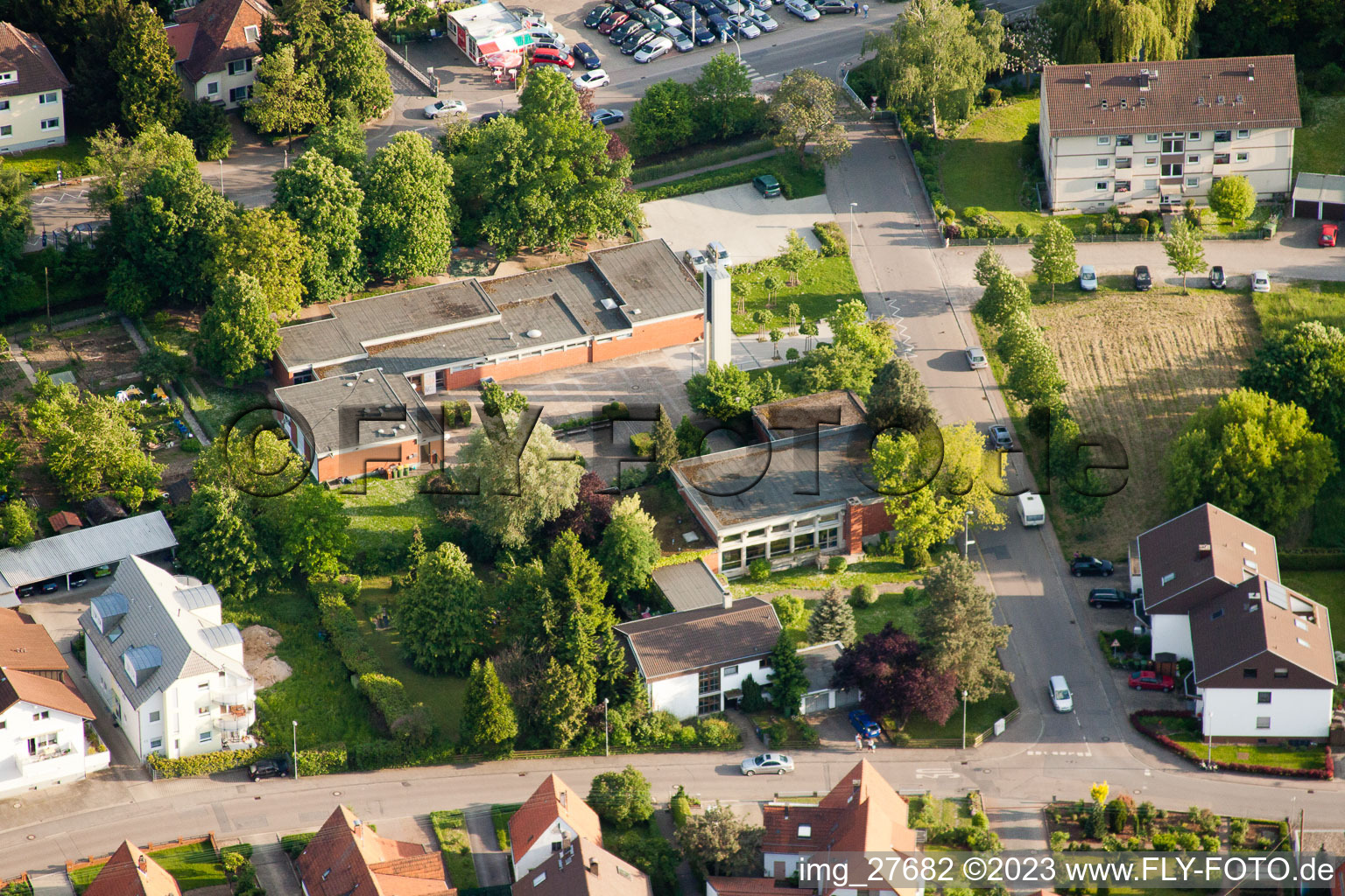 Photographie aérienne de Ev. Jardin d'enfants One World à Wiesloch dans le département Bade-Wurtemberg, Allemagne
