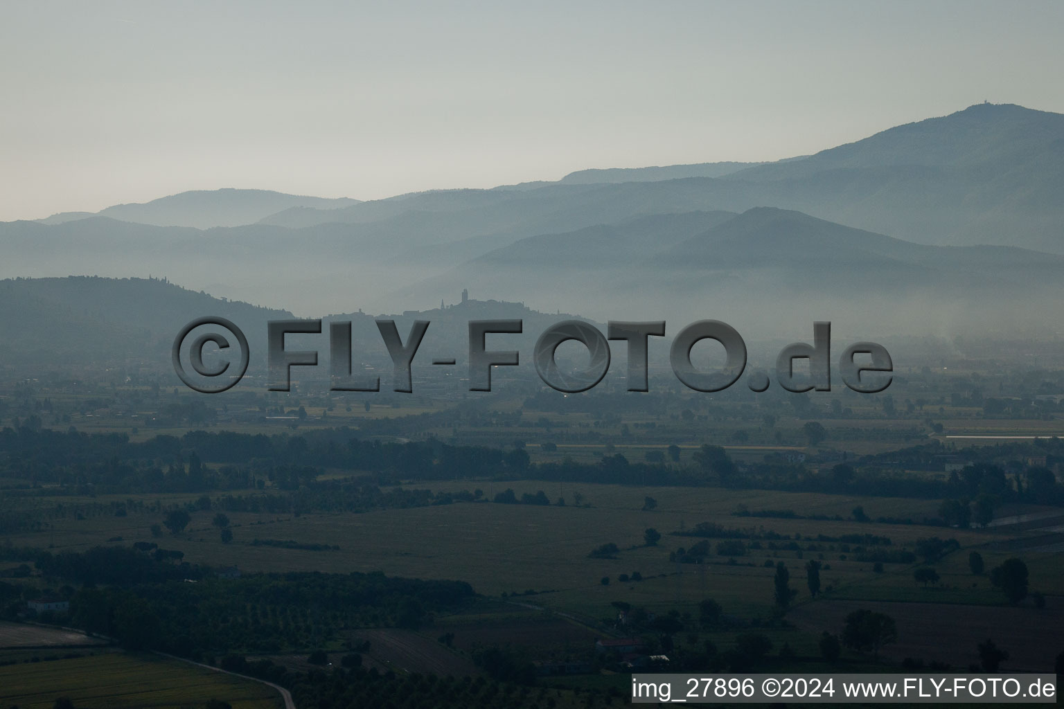 Vue aérienne de Castiglion Fiorentino dans le département Arezzo, Italie