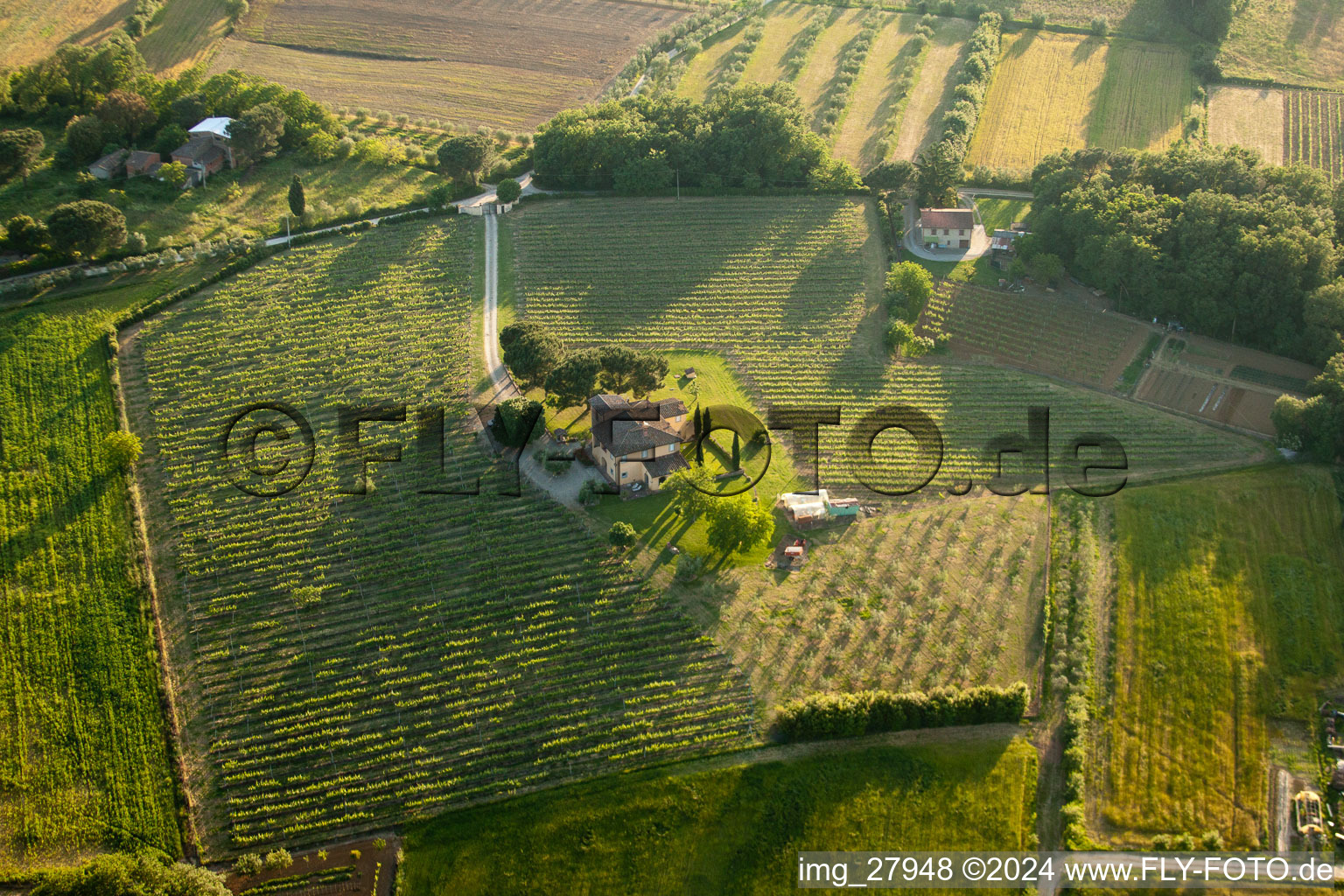 Vue aérienne de Alberoro dans le département Toscane, Italie