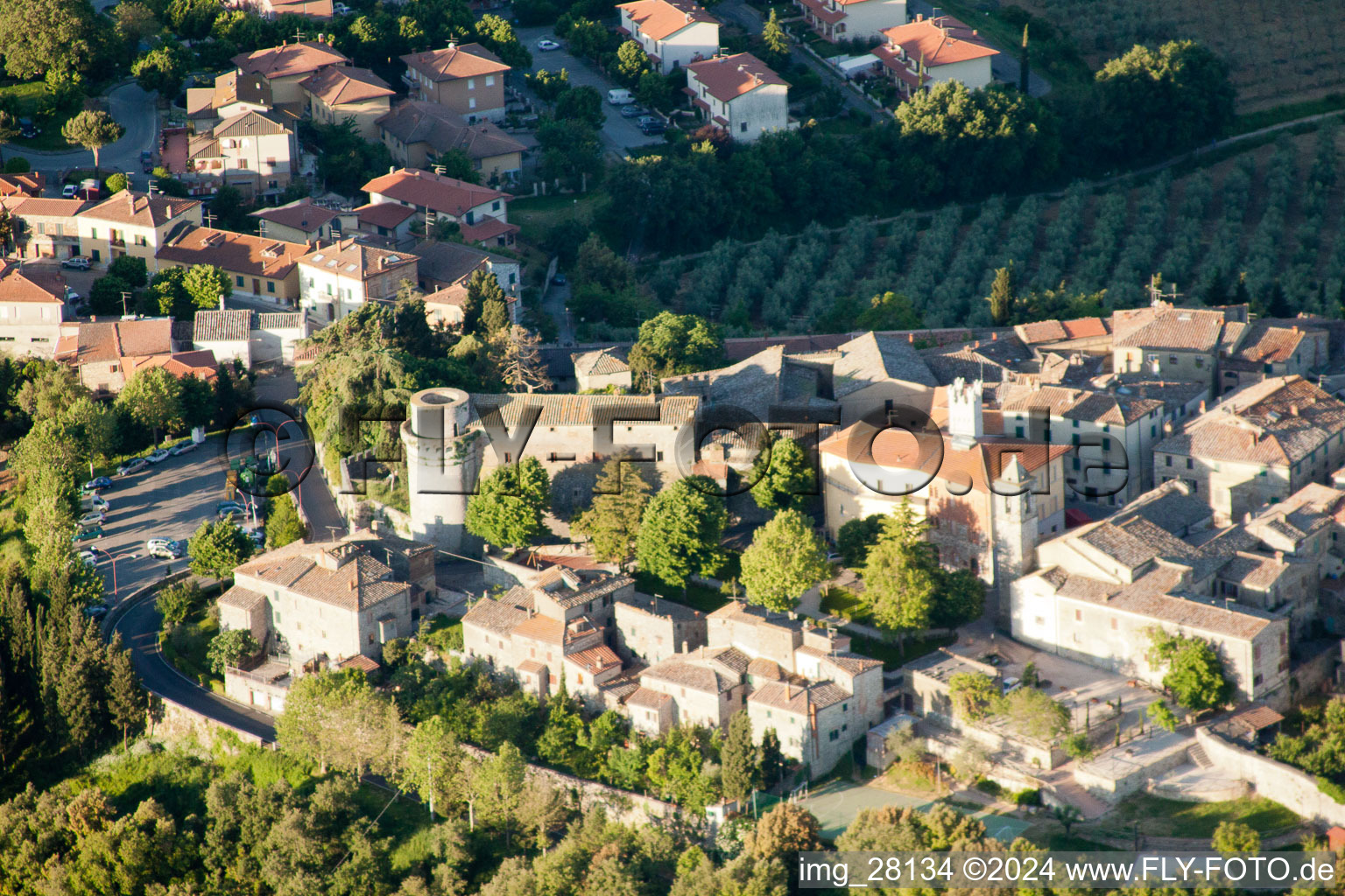 Vue aérienne de Trequanda dans le département Siena, Italie