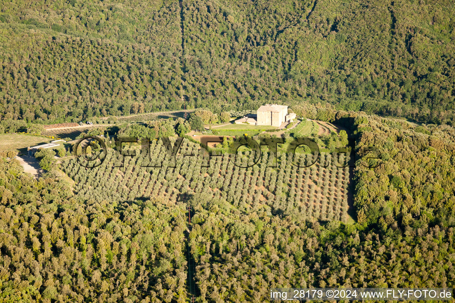 Vue aérienne de Montalcino dans le département Siena, Italie