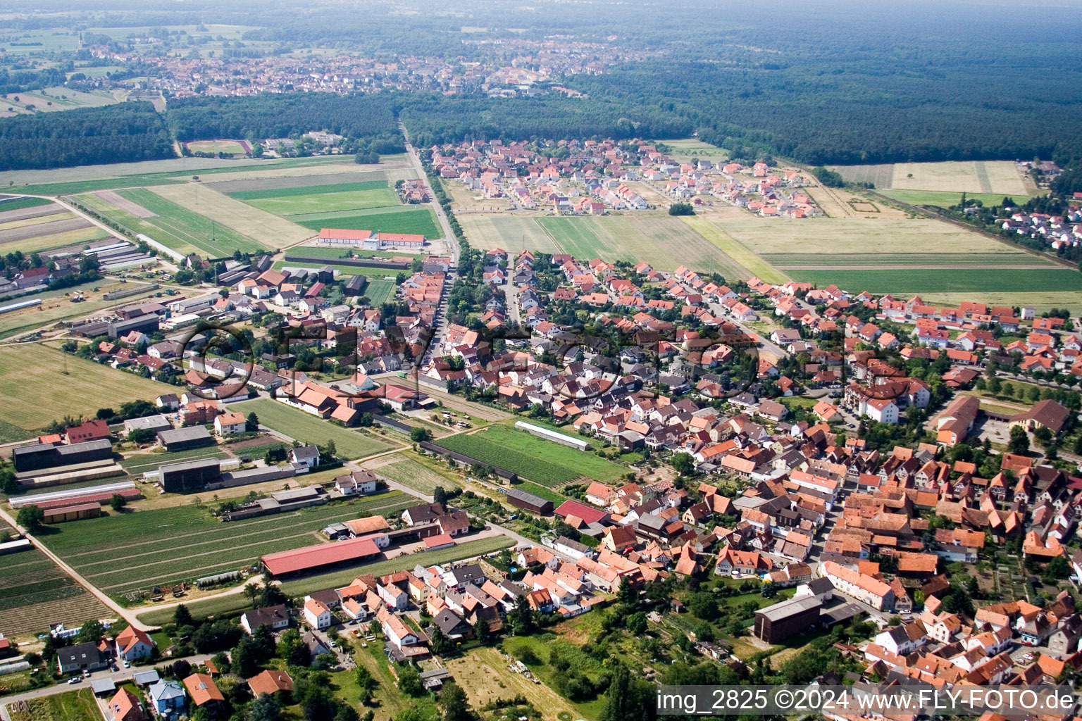 Vue aérienne de Du nord-est à Rheinzabern dans le département Rhénanie-Palatinat, Allemagne