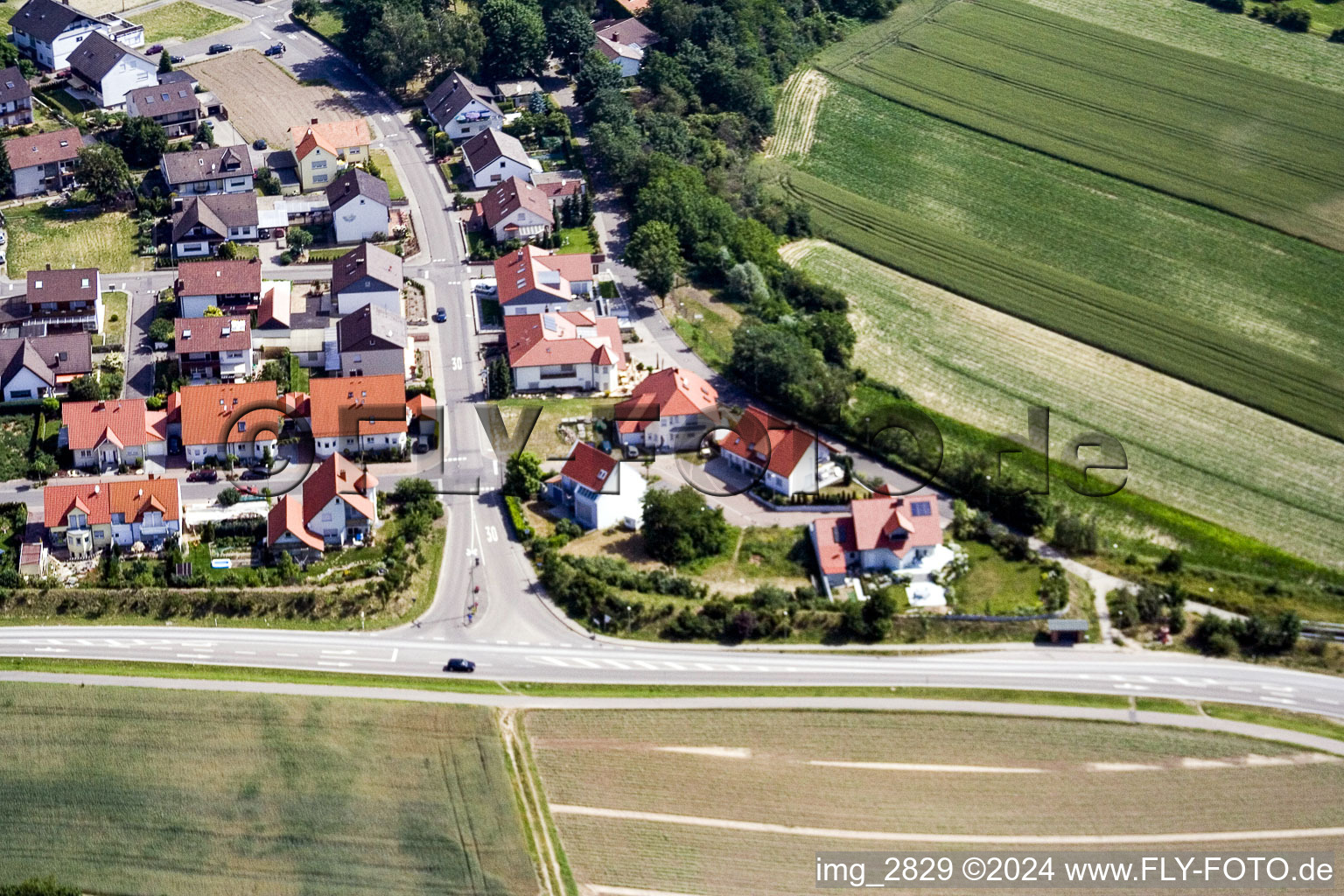 Vue aérienne de Nouvelle zone de développement Hardtwald à le quartier Hardtwald in Neupotz dans le département Rhénanie-Palatinat, Allemagne