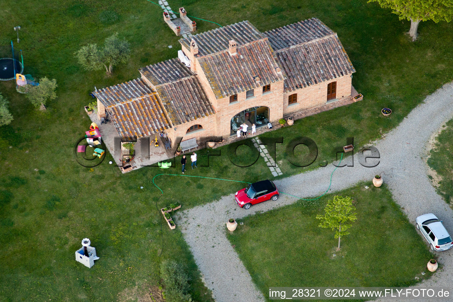 Vue aérienne de Maison de vacances à Gabbiano à Cortona dans le département Arezzo, Italie