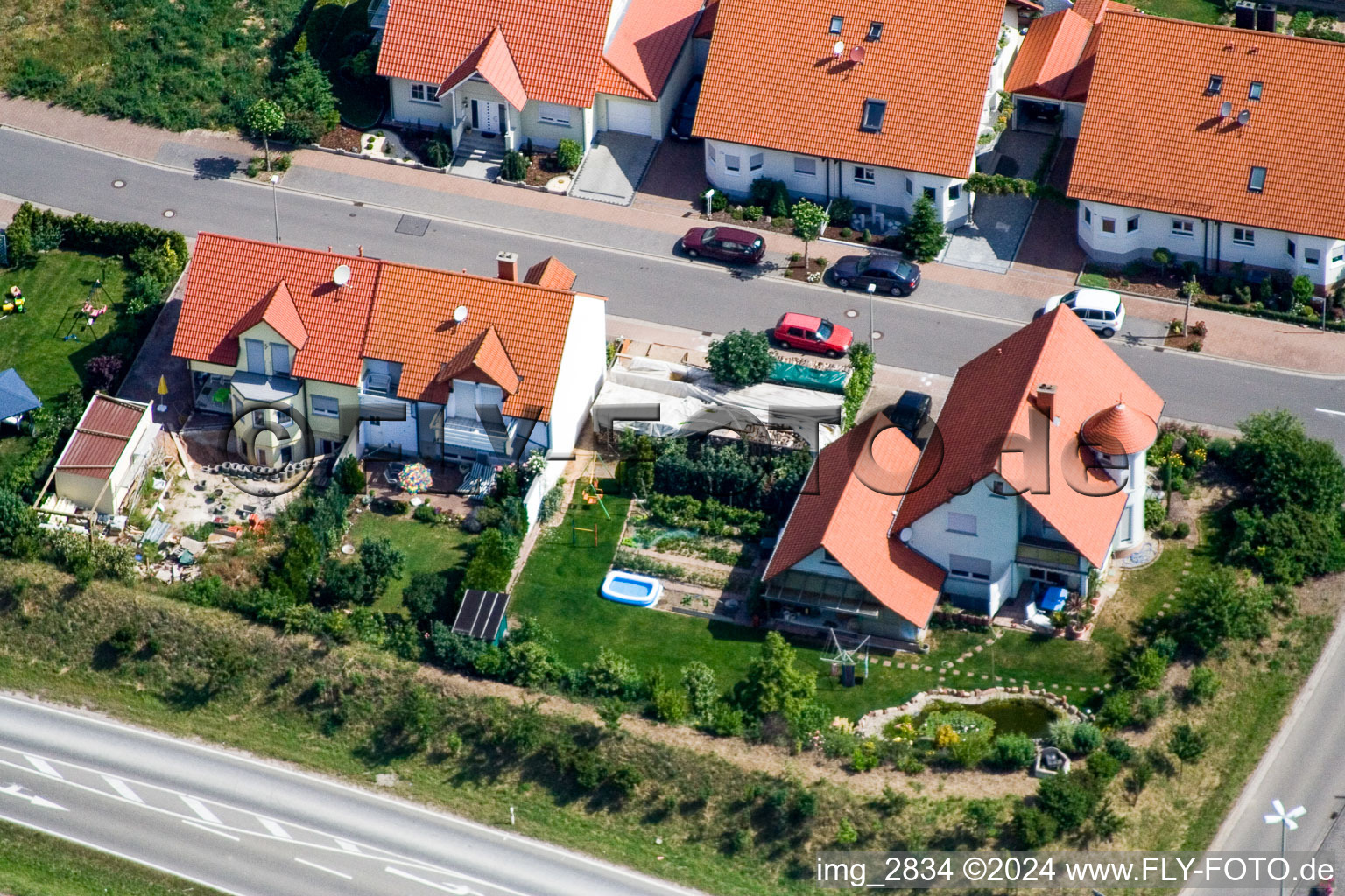 Nouvelle zone de développement Hardtwald à le quartier Hardtwald in Neupotz dans le département Rhénanie-Palatinat, Allemagne vue d'en haut