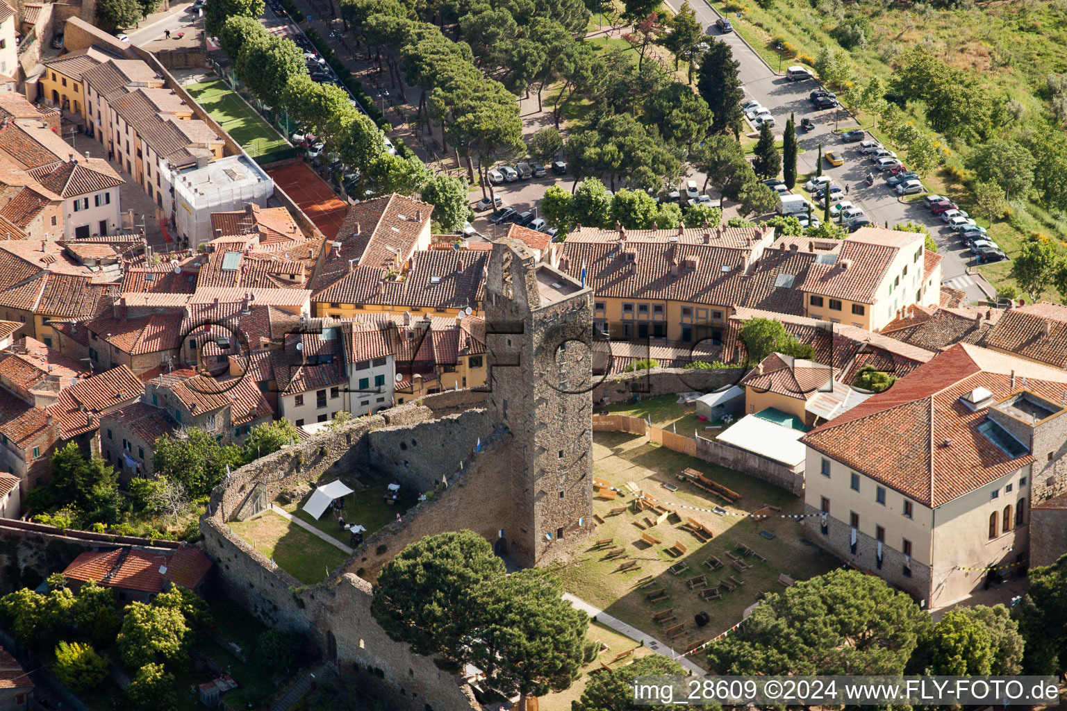 Photographie aérienne de Castiglion Fiorentino dans le département Arezzo, Italie