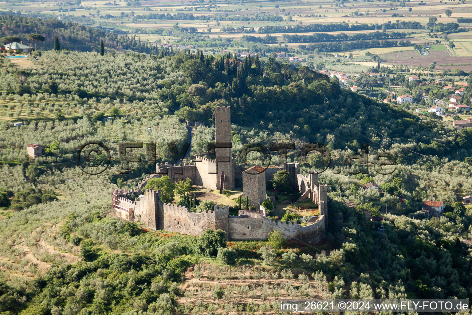 Vue aérienne de Pergognano dans le département Toscane, Italie