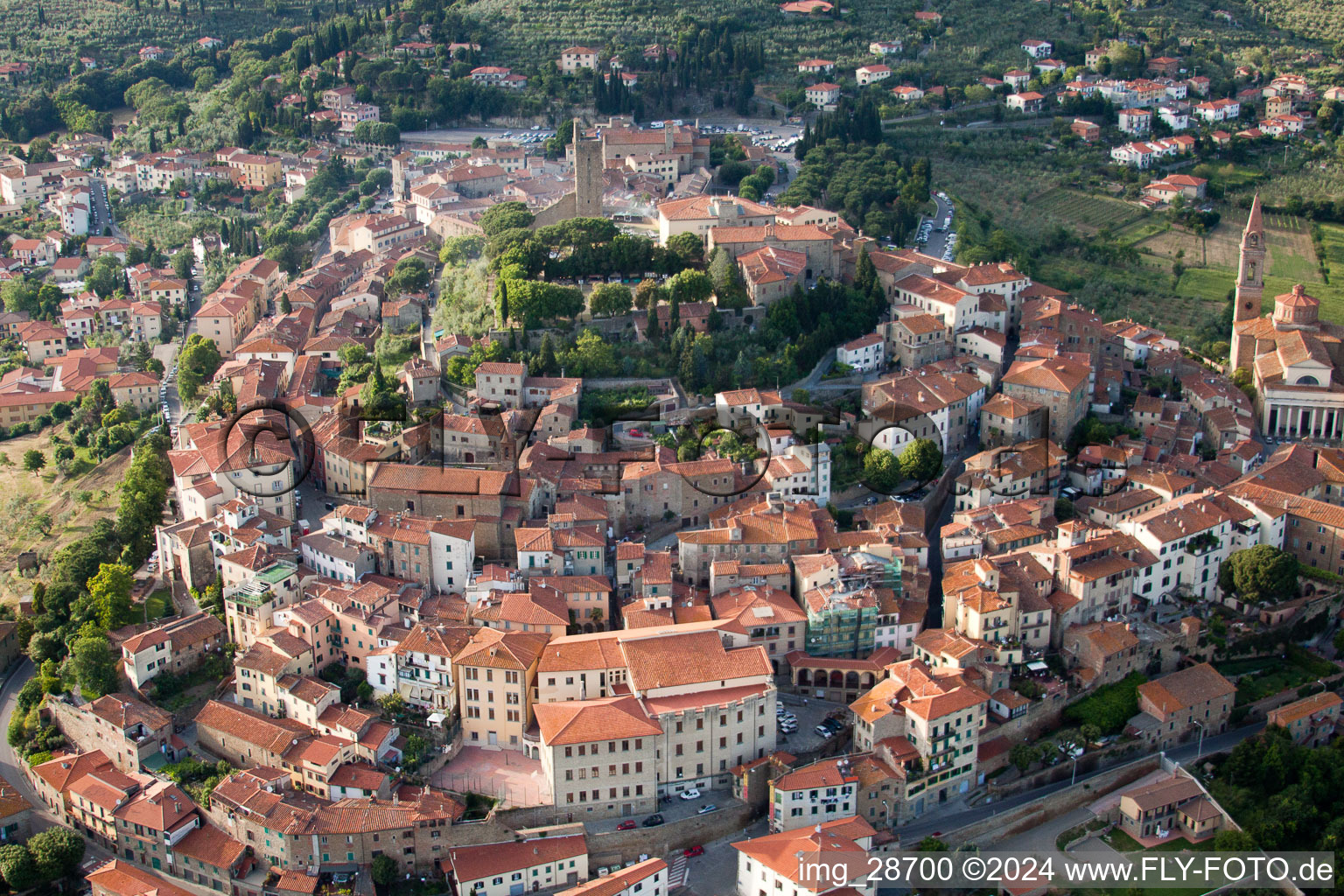 Vue oblique de Castiglion Fiorentino dans le département Arezzo, Italie