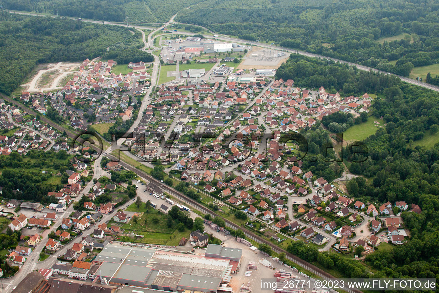 Seltz dans le département Bas Rhin, France vue du ciel
