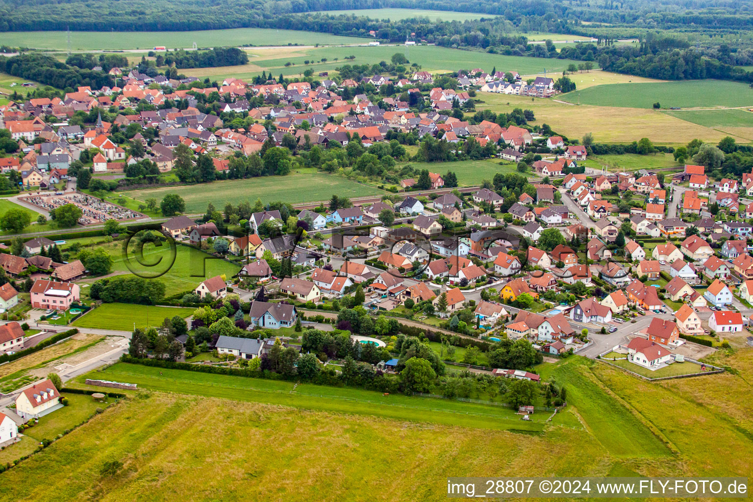 Rountzenheim dans le département Bas Rhin, France depuis l'avion