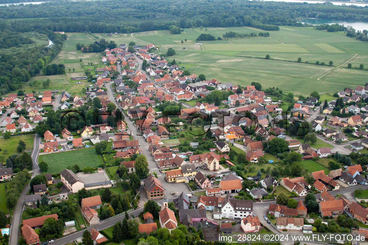 Vue d'oiseau de Dalhunden dans le département Bas Rhin, France