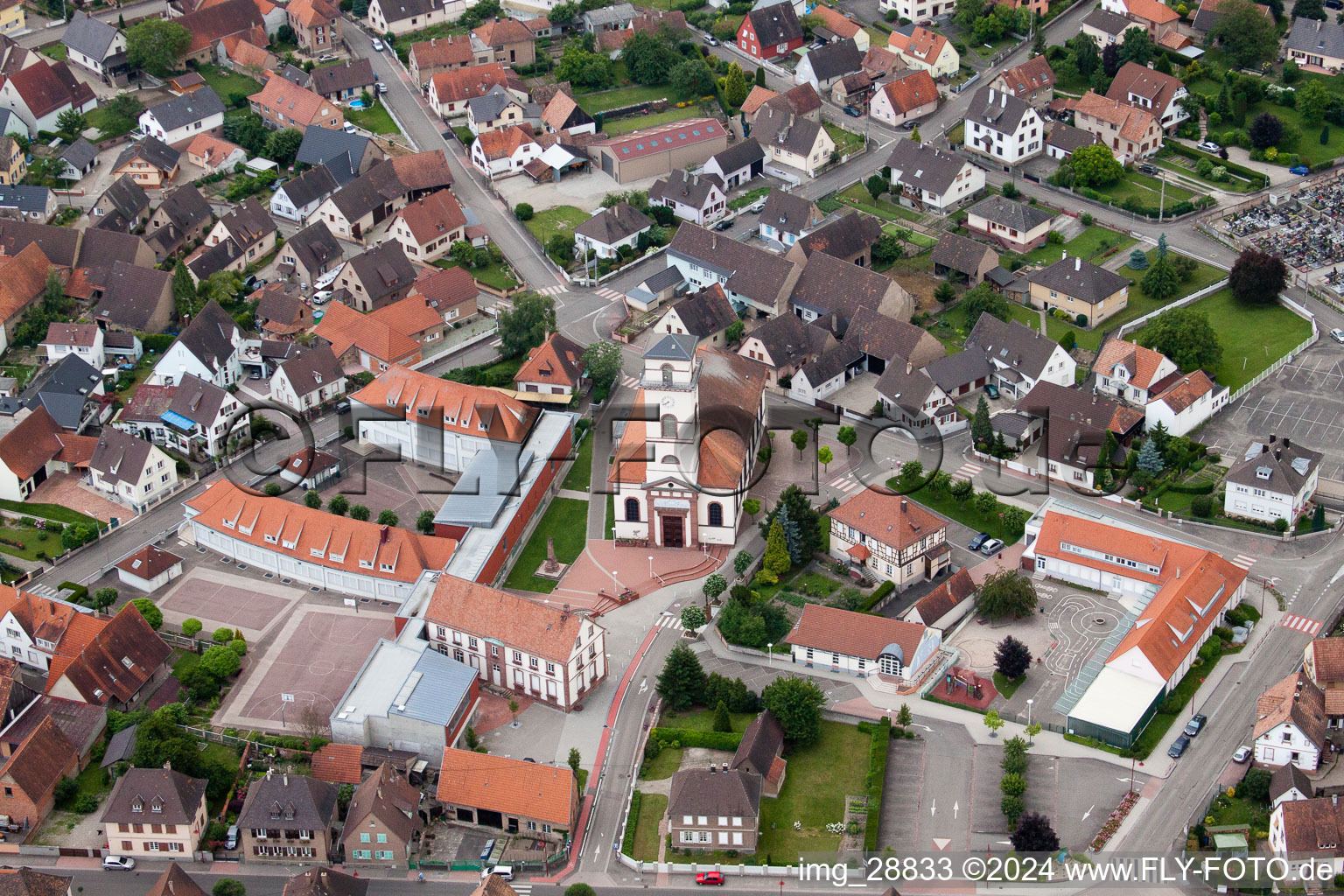 Vue oblique de Drusenheim dans le département Bas Rhin, France