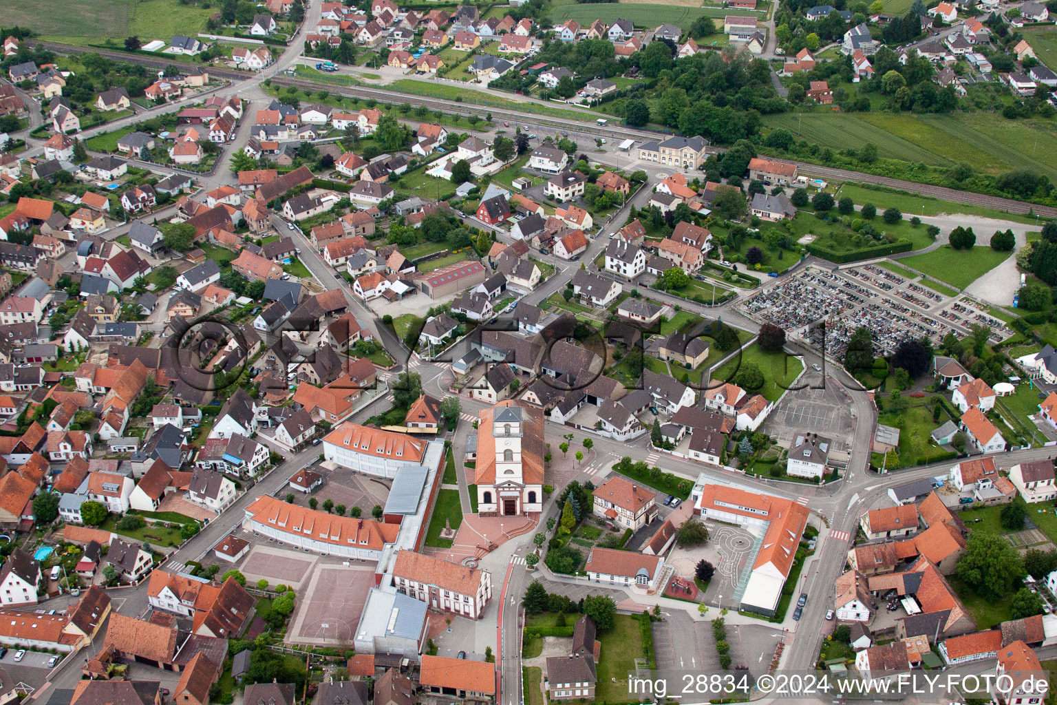 Drusenheim dans le département Bas Rhin, France d'en haut