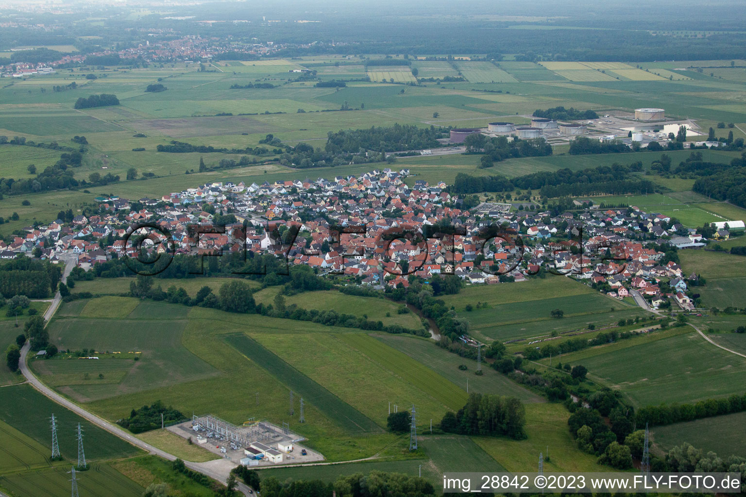 Vue oblique de Rohrwiller dans le département Bas Rhin, France