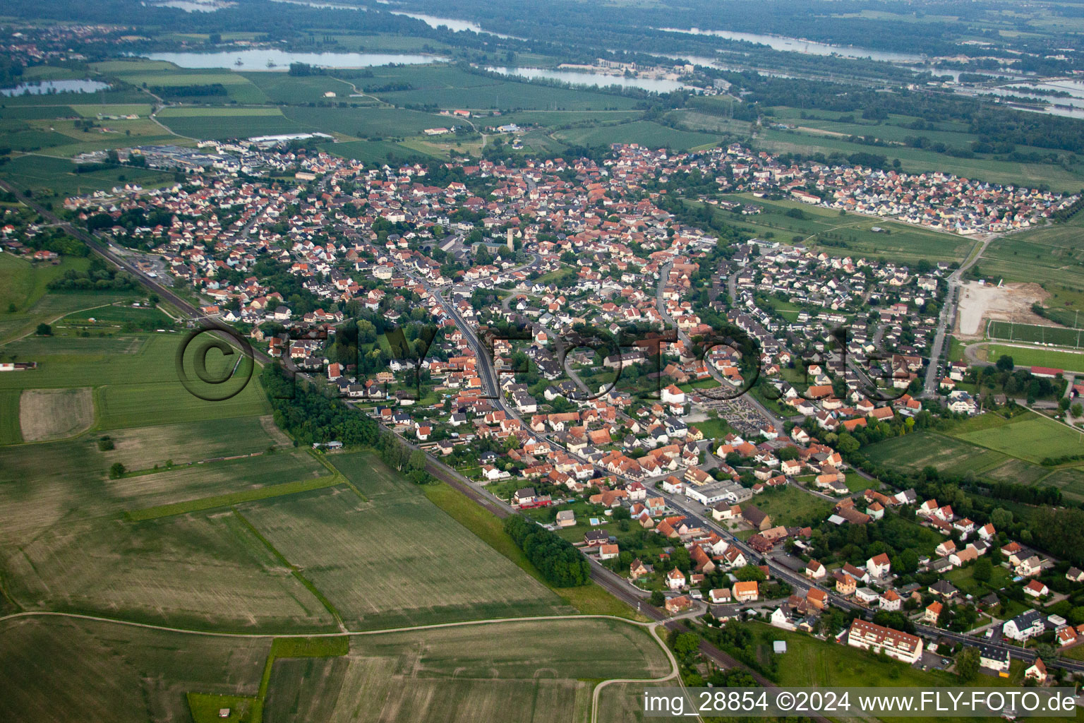 Gambsheim dans le département Bas Rhin, France hors des airs