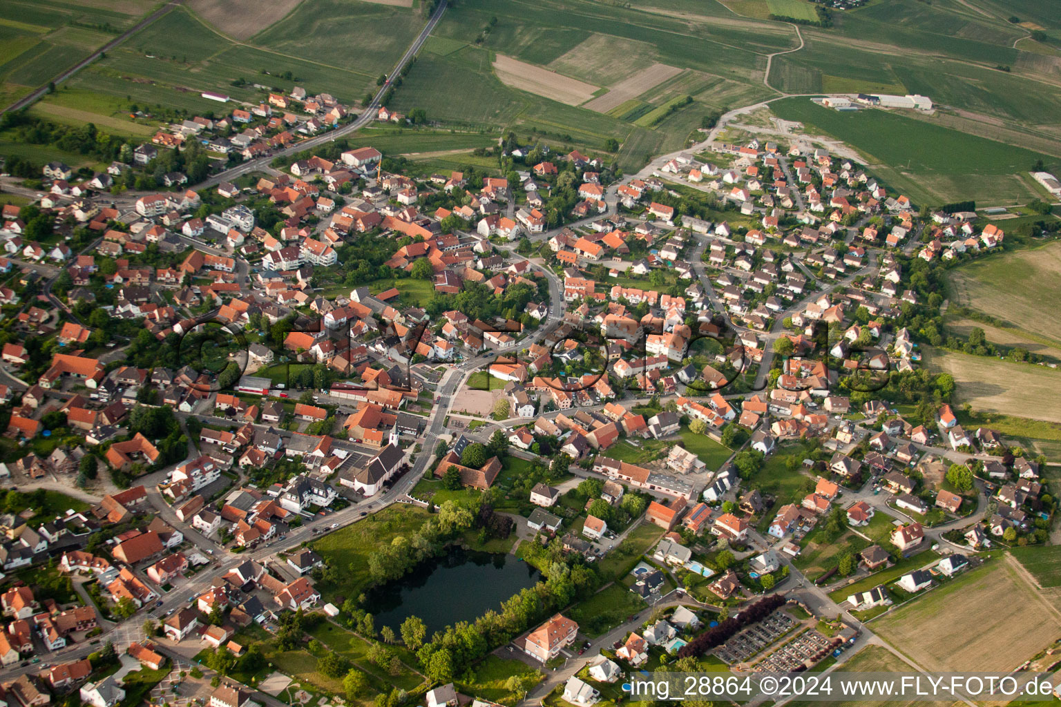 Vue oblique de Kilstett dans le département Bas Rhin, France