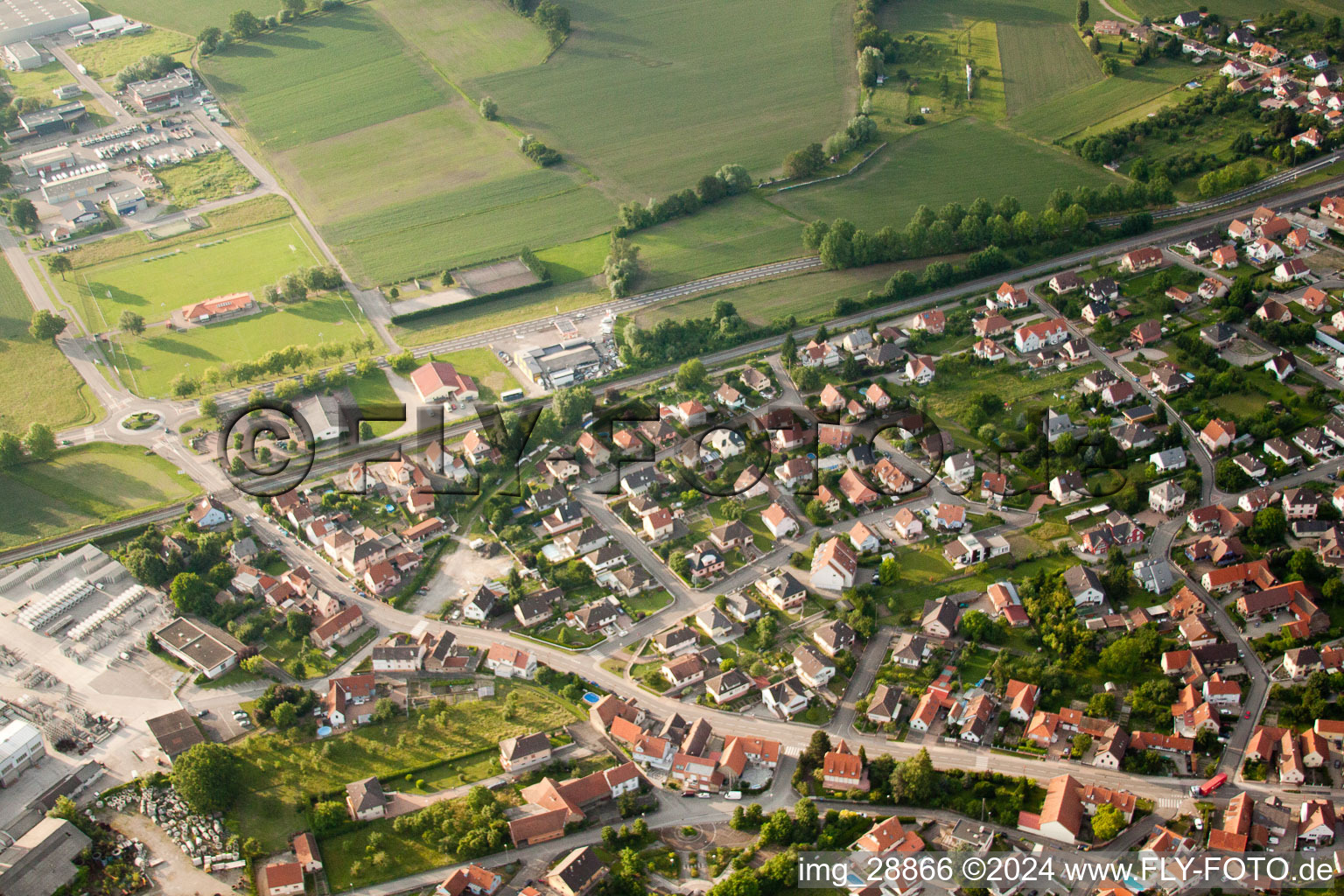 Kilstett dans le département Bas Rhin, France d'en haut