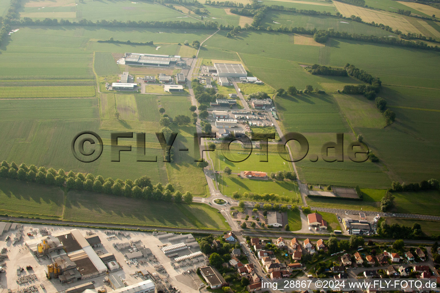 Kilstett dans le département Bas Rhin, France depuis l'avion