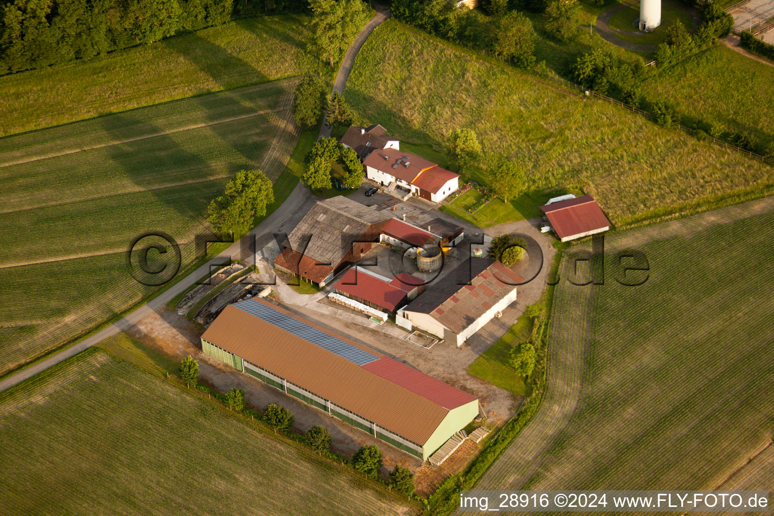 Vue aérienne de Haras du Kaiserhof à le quartier Legelshurst in Willstätt dans le département Bade-Wurtemberg, Allemagne