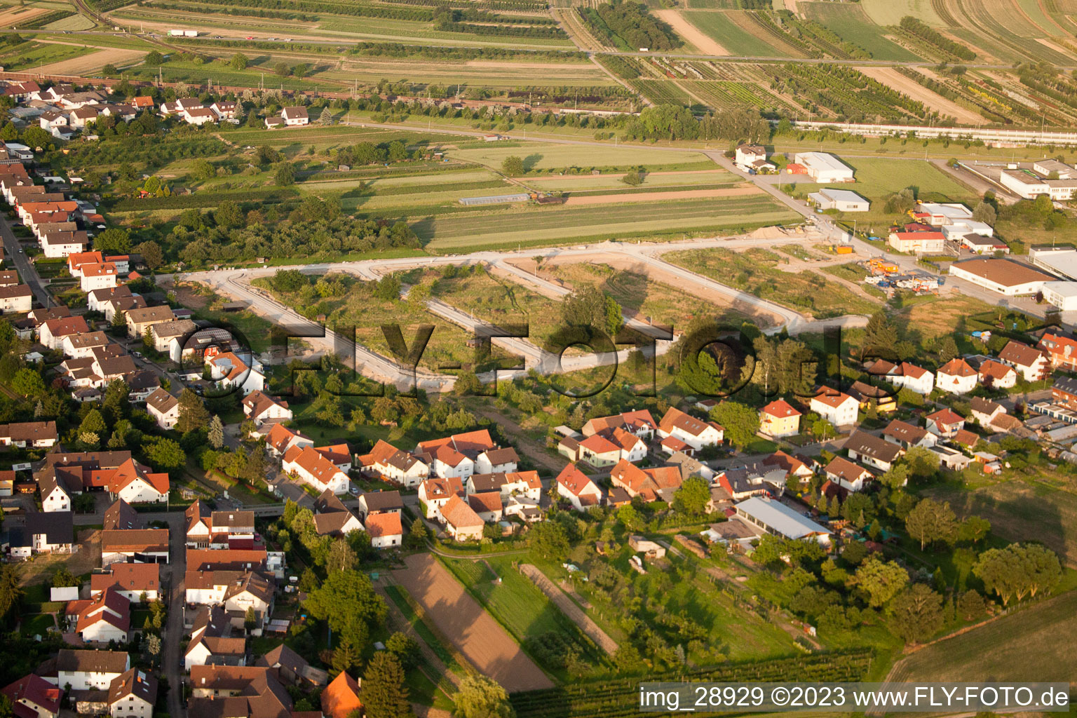 Vue aérienne de Nouvelle zone de développement sud à le quartier Urloffen in Appenweier dans le département Bade-Wurtemberg, Allemagne