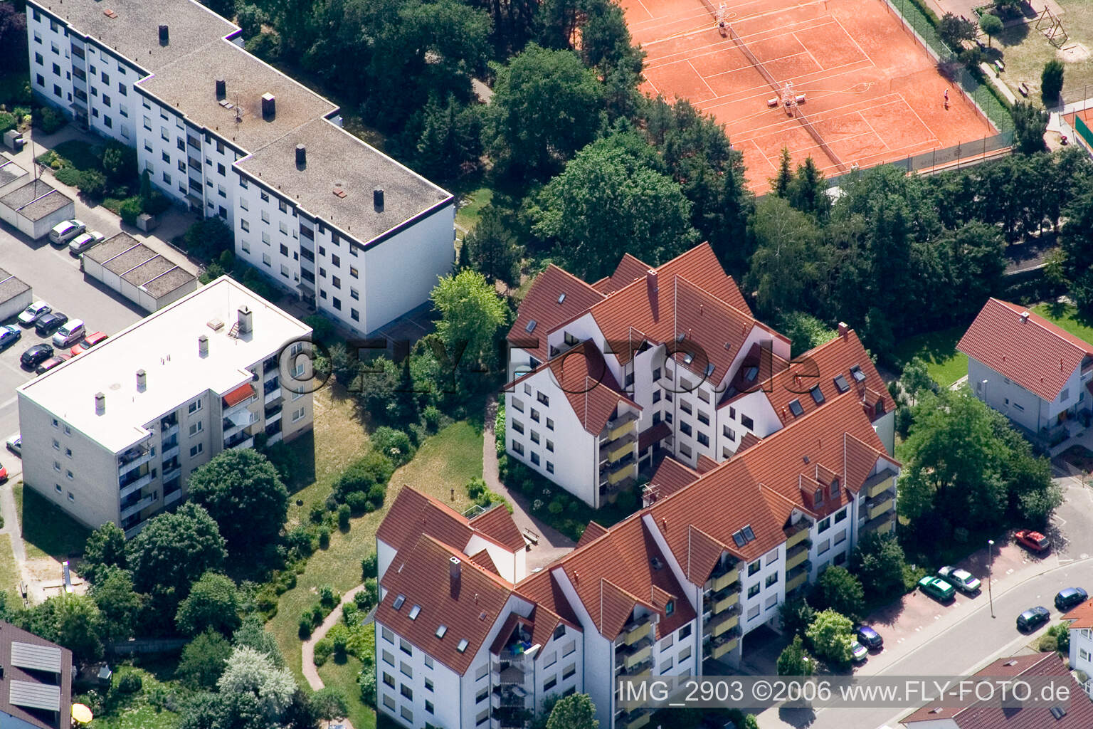 Vue oblique de Sud à Jockgrim dans le département Rhénanie-Palatinat, Allemagne