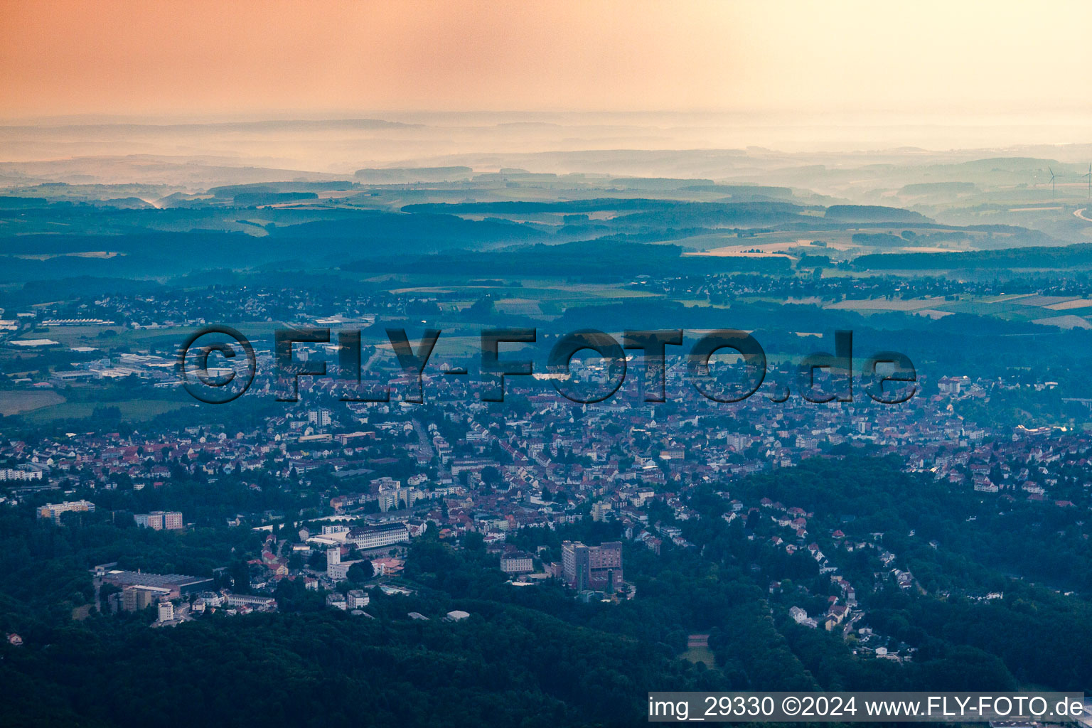 Pirmasens dans le département Rhénanie-Palatinat, Allemagne depuis l'avion