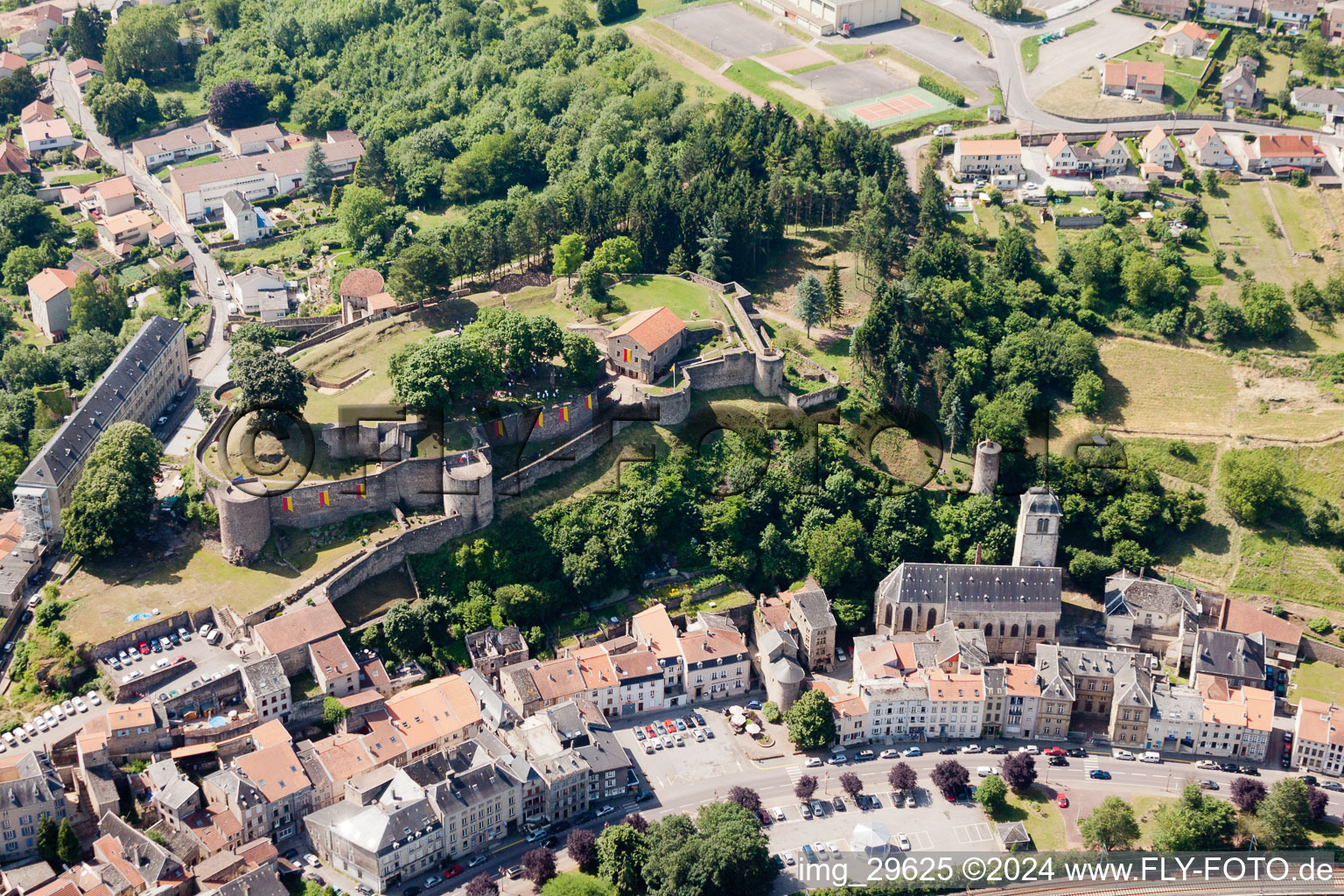 Vue oblique de Sierck-les-Bains dans le département Moselle, France