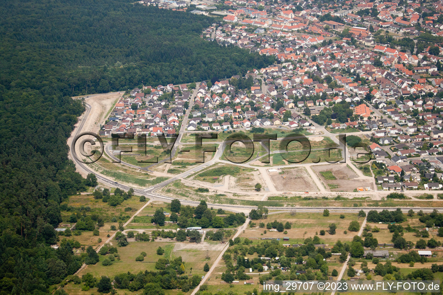 Photographie aérienne de Nouvelle zone de développement ouest à Jockgrim dans le département Rhénanie-Palatinat, Allemagne