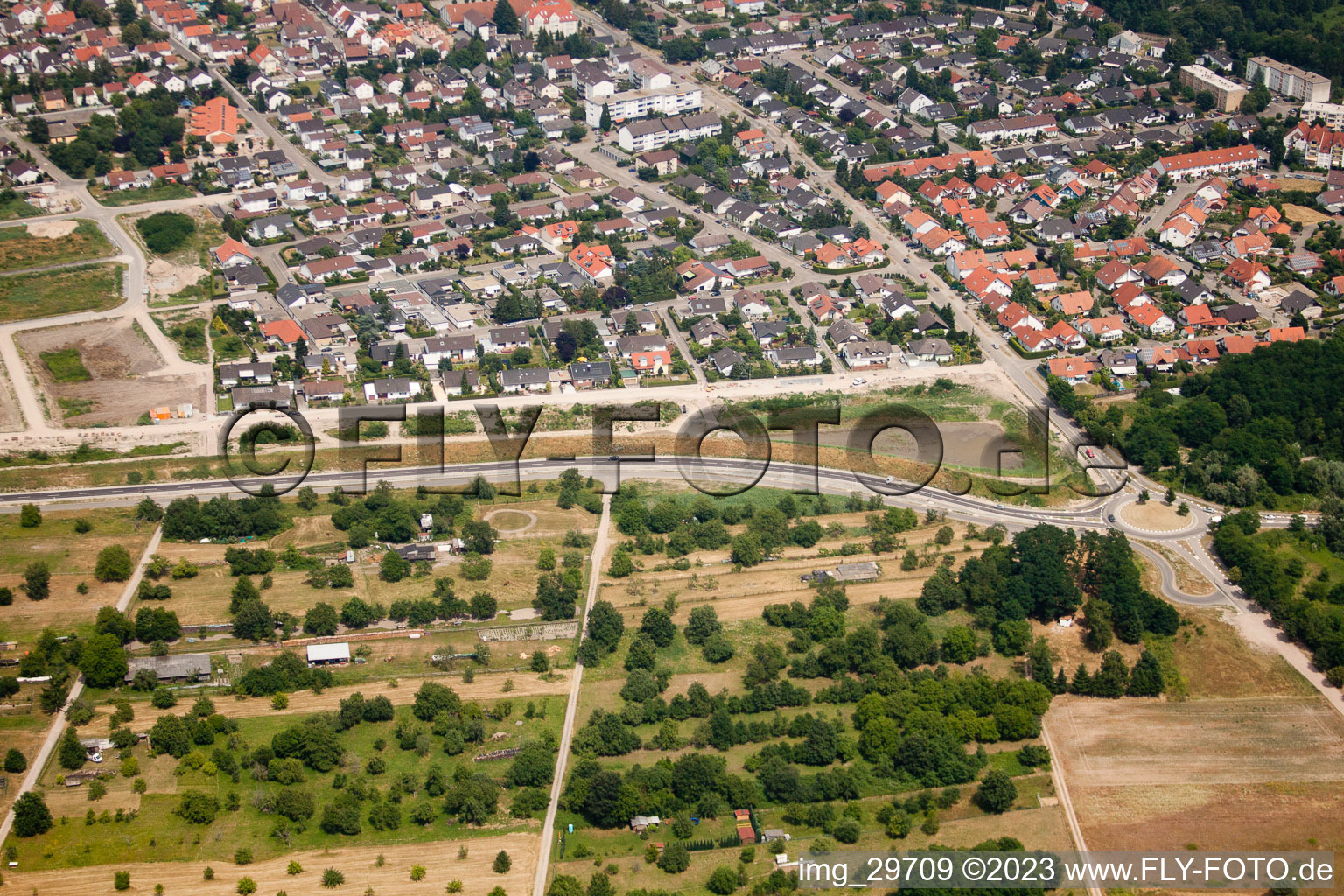Vue oblique de Nouvelle zone de développement ouest à Jockgrim dans le département Rhénanie-Palatinat, Allemagne