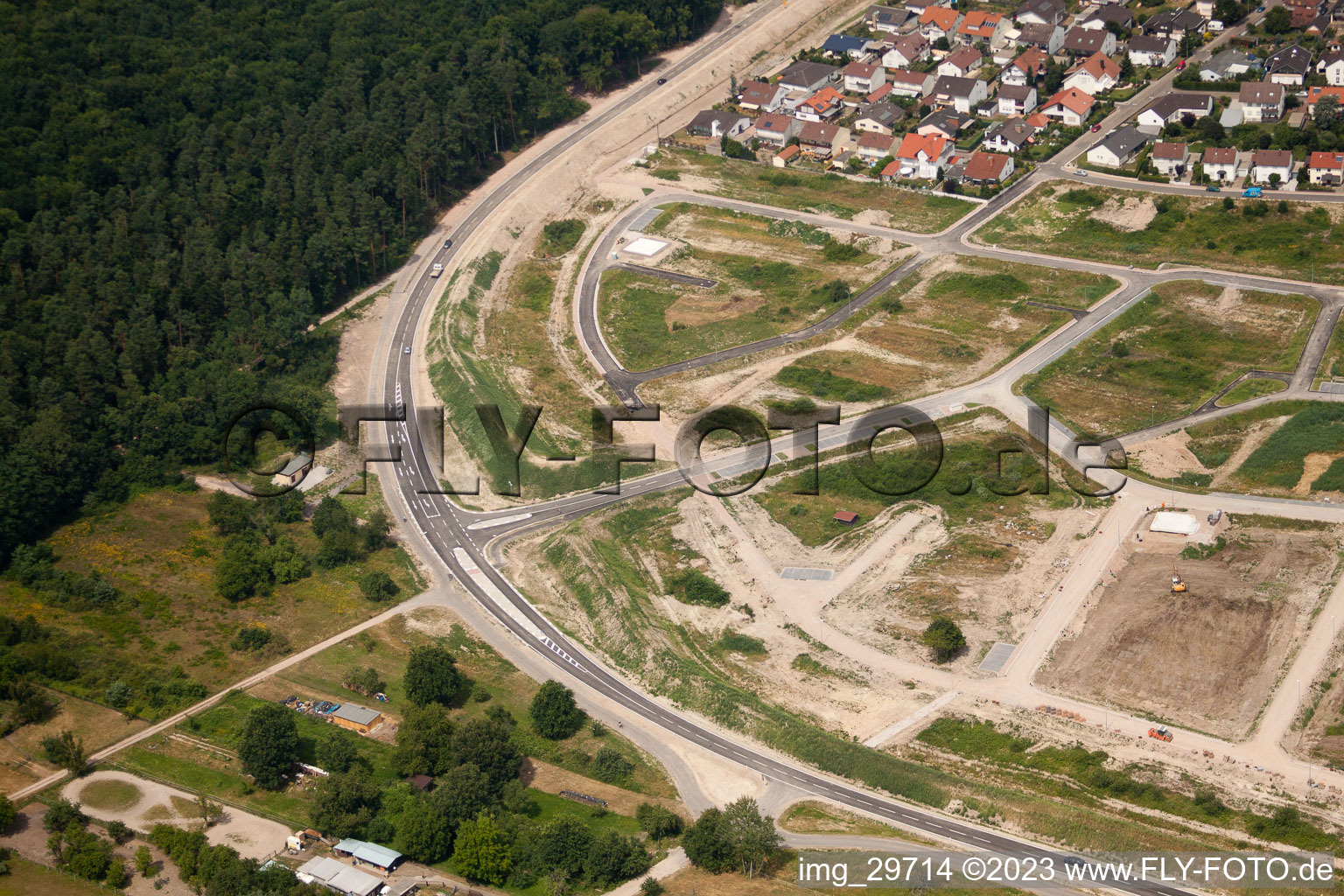 Vue d'oiseau de Nouvelle zone de développement ouest à Jockgrim dans le département Rhénanie-Palatinat, Allemagne