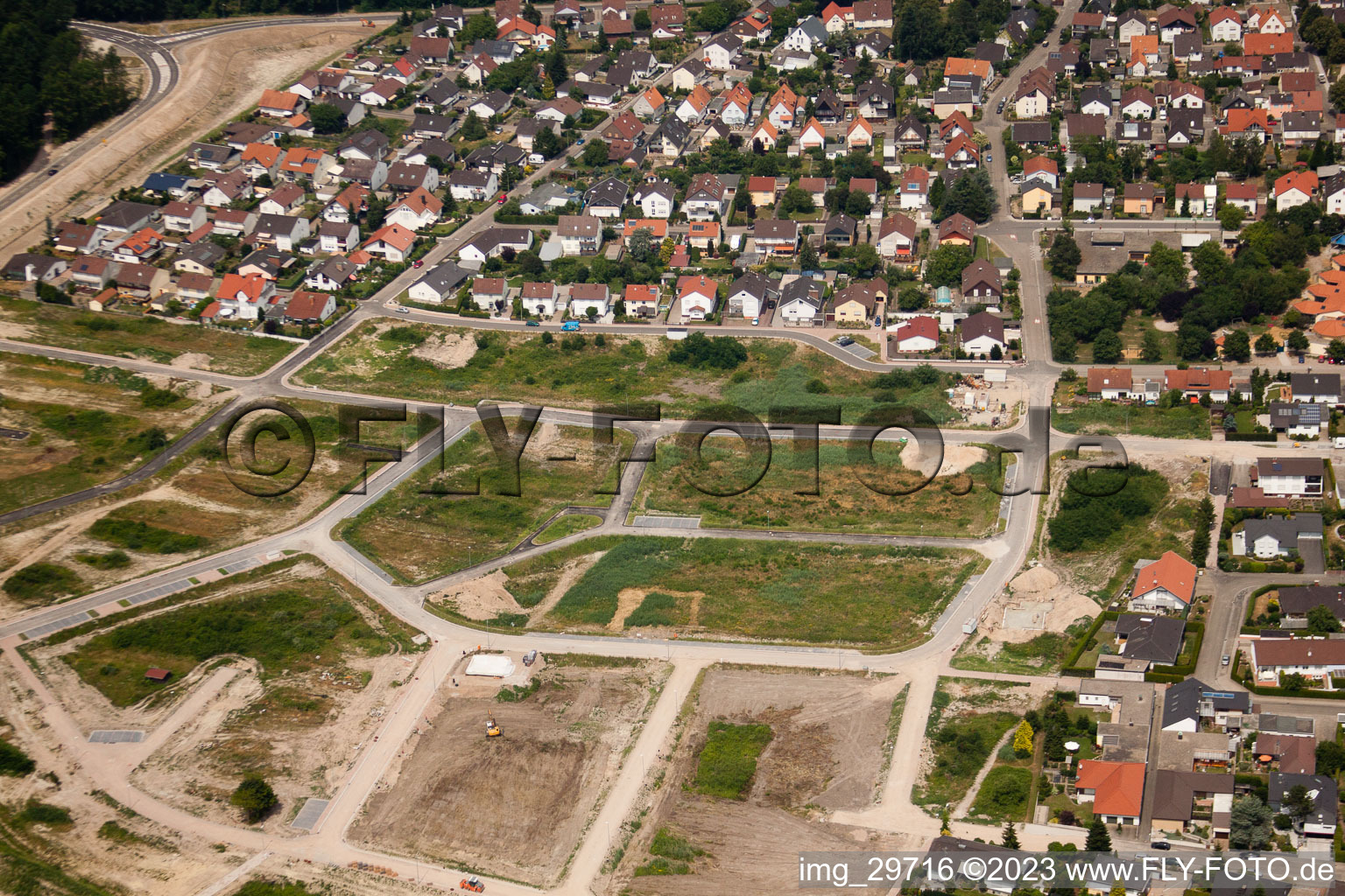 Enregistrement par drone de Nouvelle zone de développement ouest à Jockgrim dans le département Rhénanie-Palatinat, Allemagne